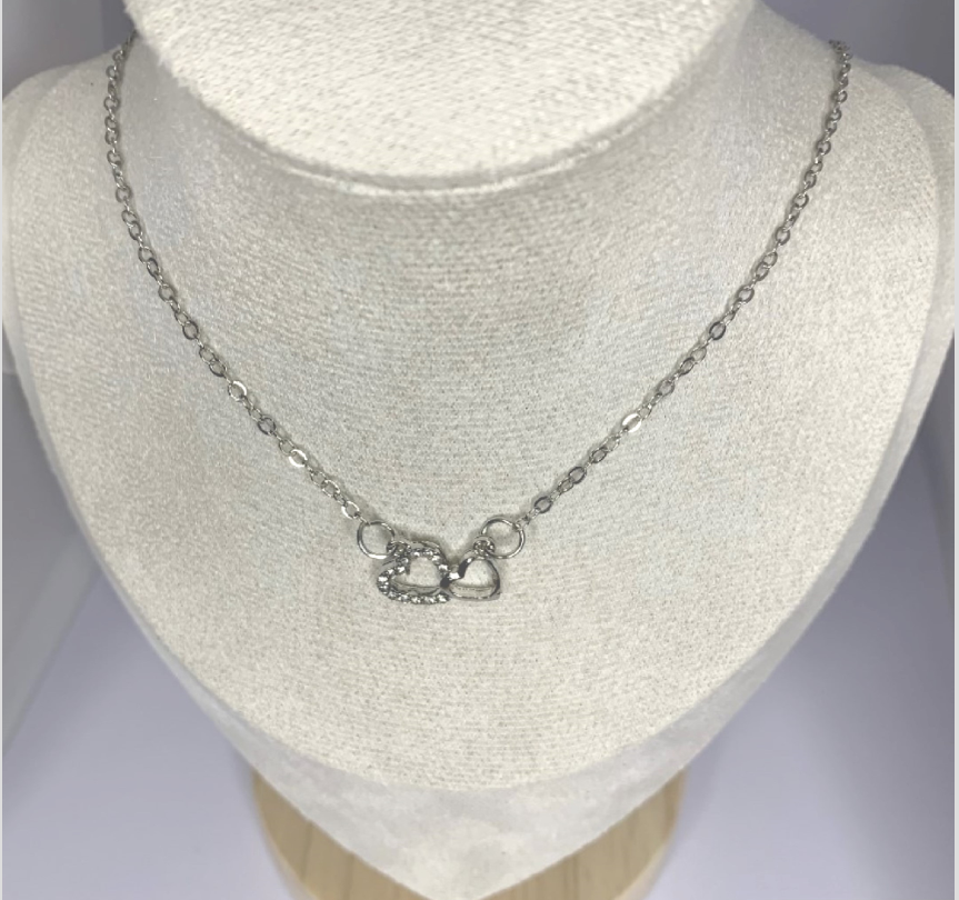 STERLING SILVER 2 HEART NECKLACE