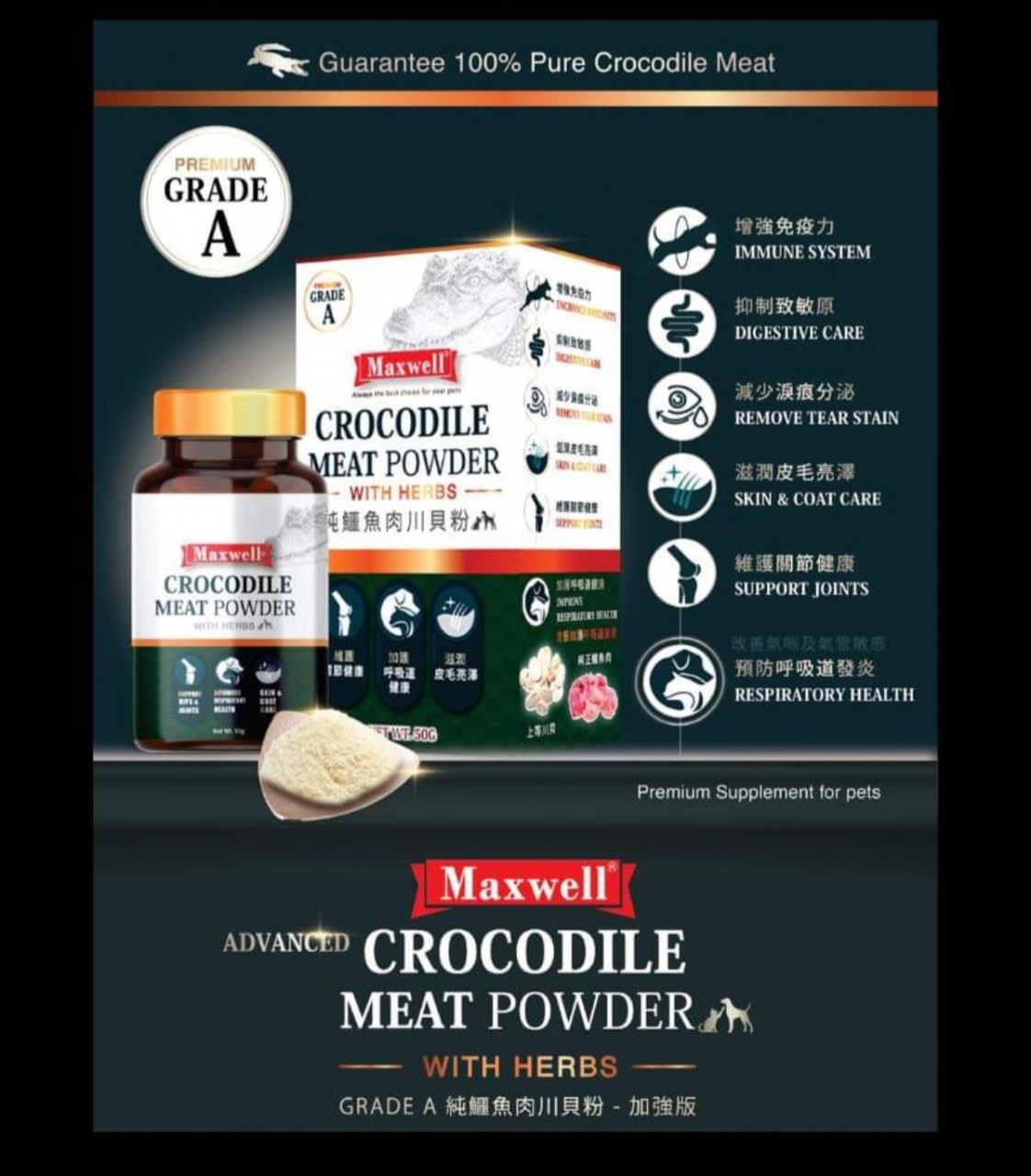 MAX-4460 MAXWELL WILD-GRADE A 純鱷魚川貝粉-加强版