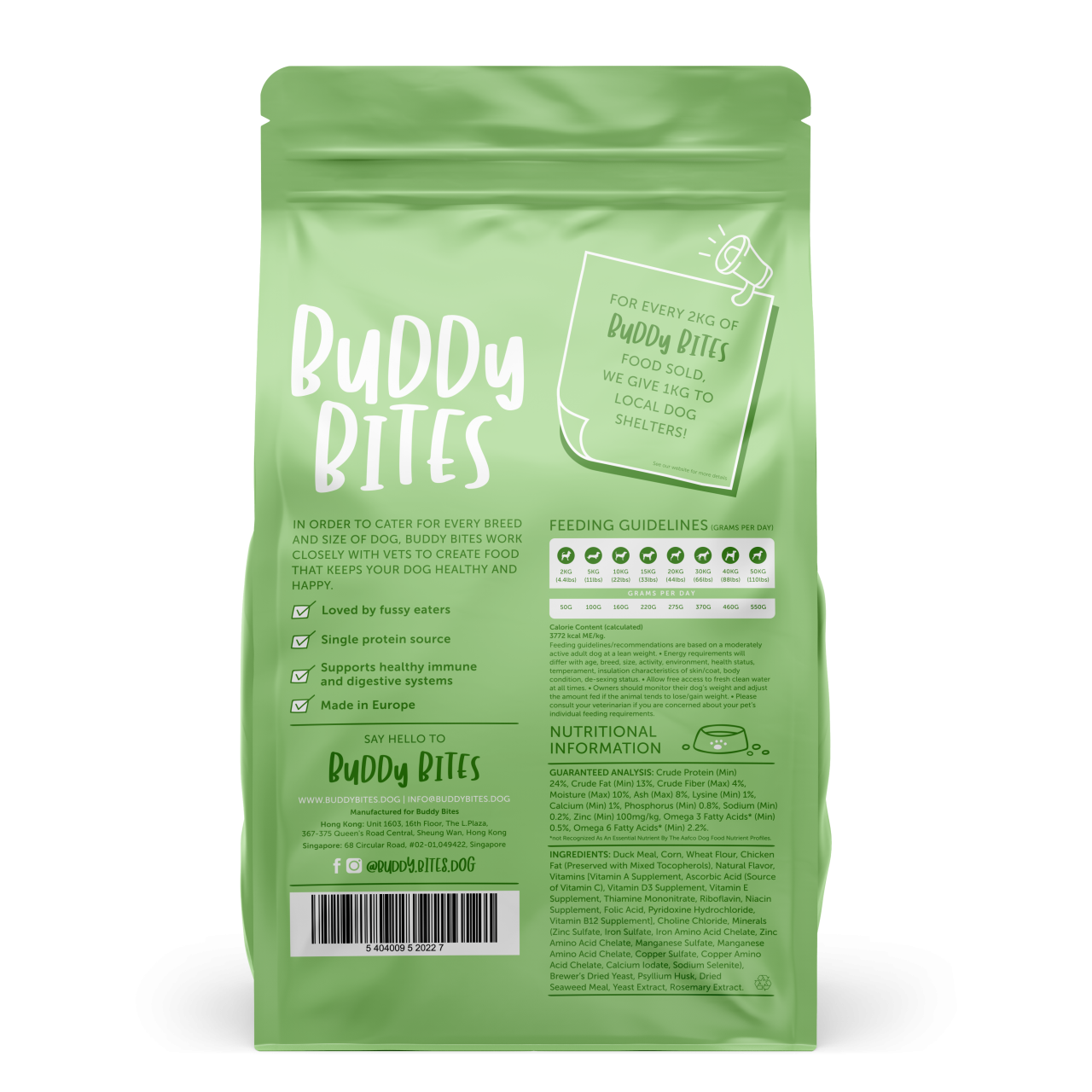 Buddy Bites Adtes Duck Meal Recipe (Green)