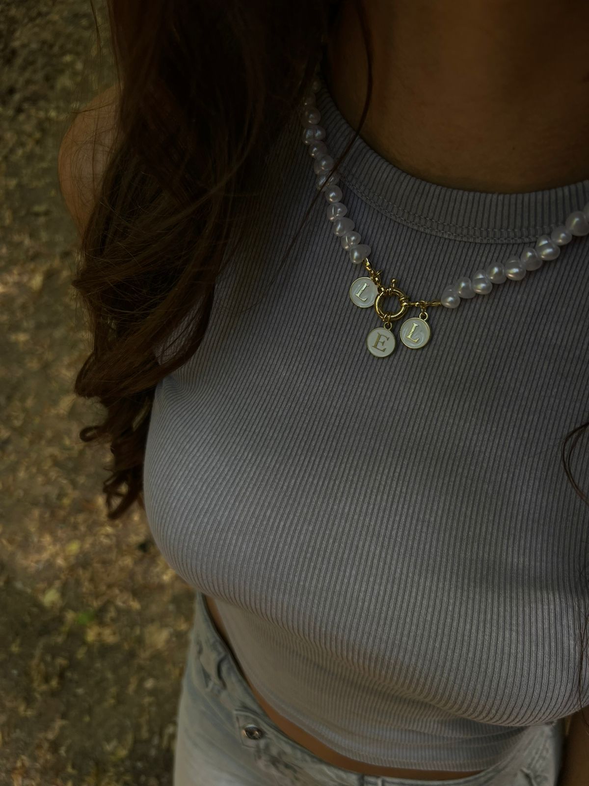 Personalized Pearl Charm Necklace