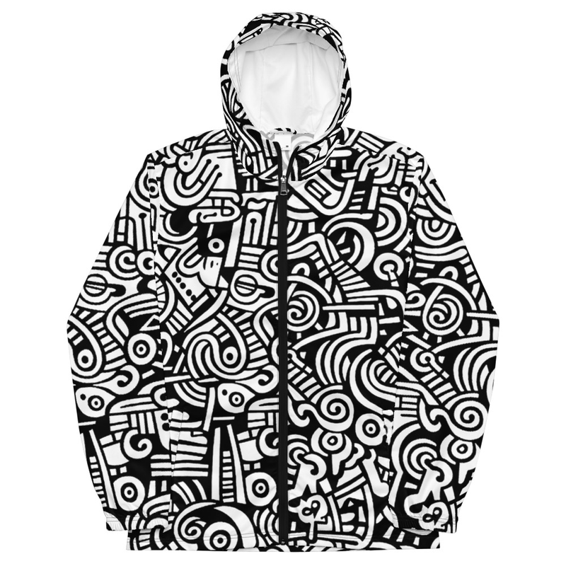 Abstract Doodle Graffiti Pattern DIY Color In Windbreaker