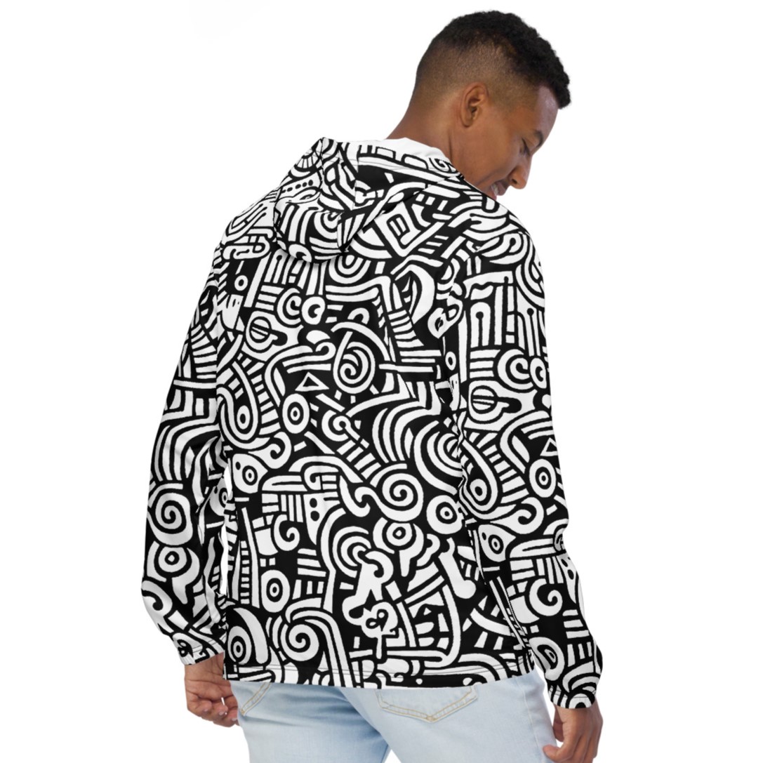 Abstract Doodle Graffiti Pattern DIY Color In Windbreaker