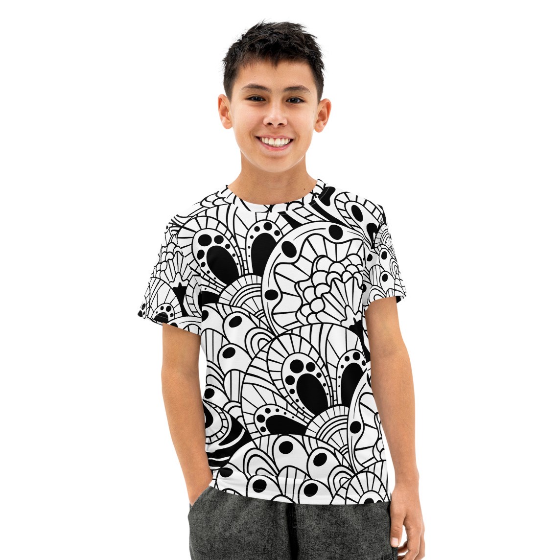 Abstract Pattern DIY Color In Youth Cotton Crew Neck T-shirt
