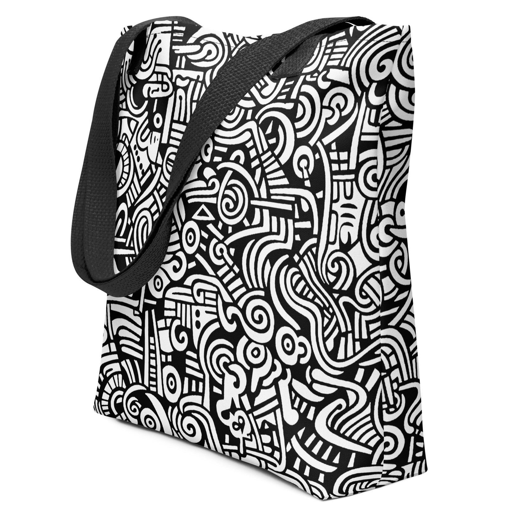 Abstract Doodle Graffiti Pattern DIY Color In Tote Bag