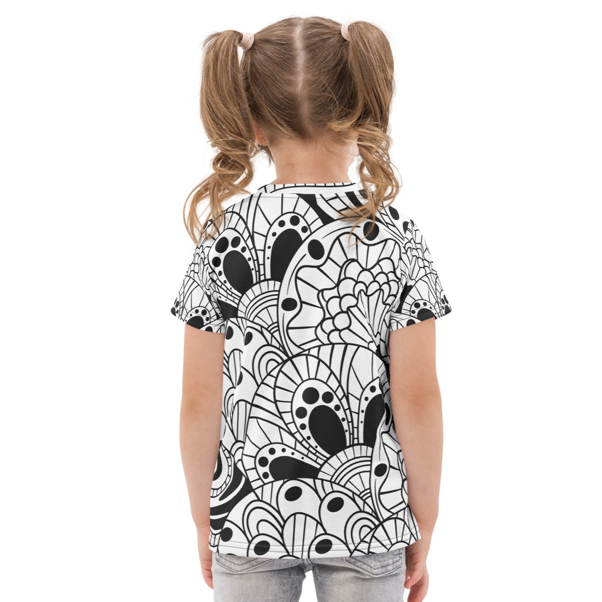 Abstract Pattern DIY Color In Kids Cotton Crew Neck T-shirt