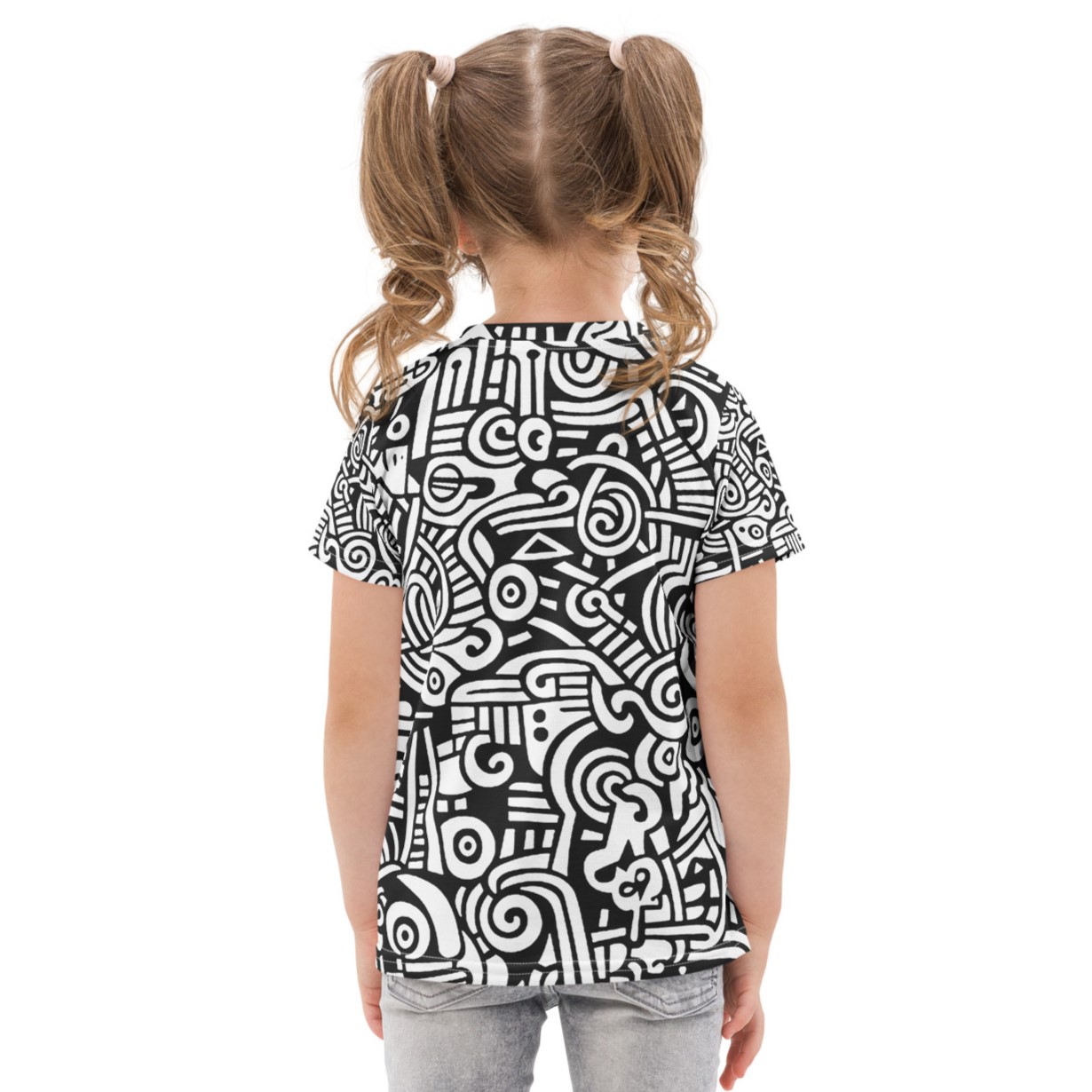 Abstract Doodle Graffiti Pattern DIY Color In Kids Cotton Crew Neck T-shirt