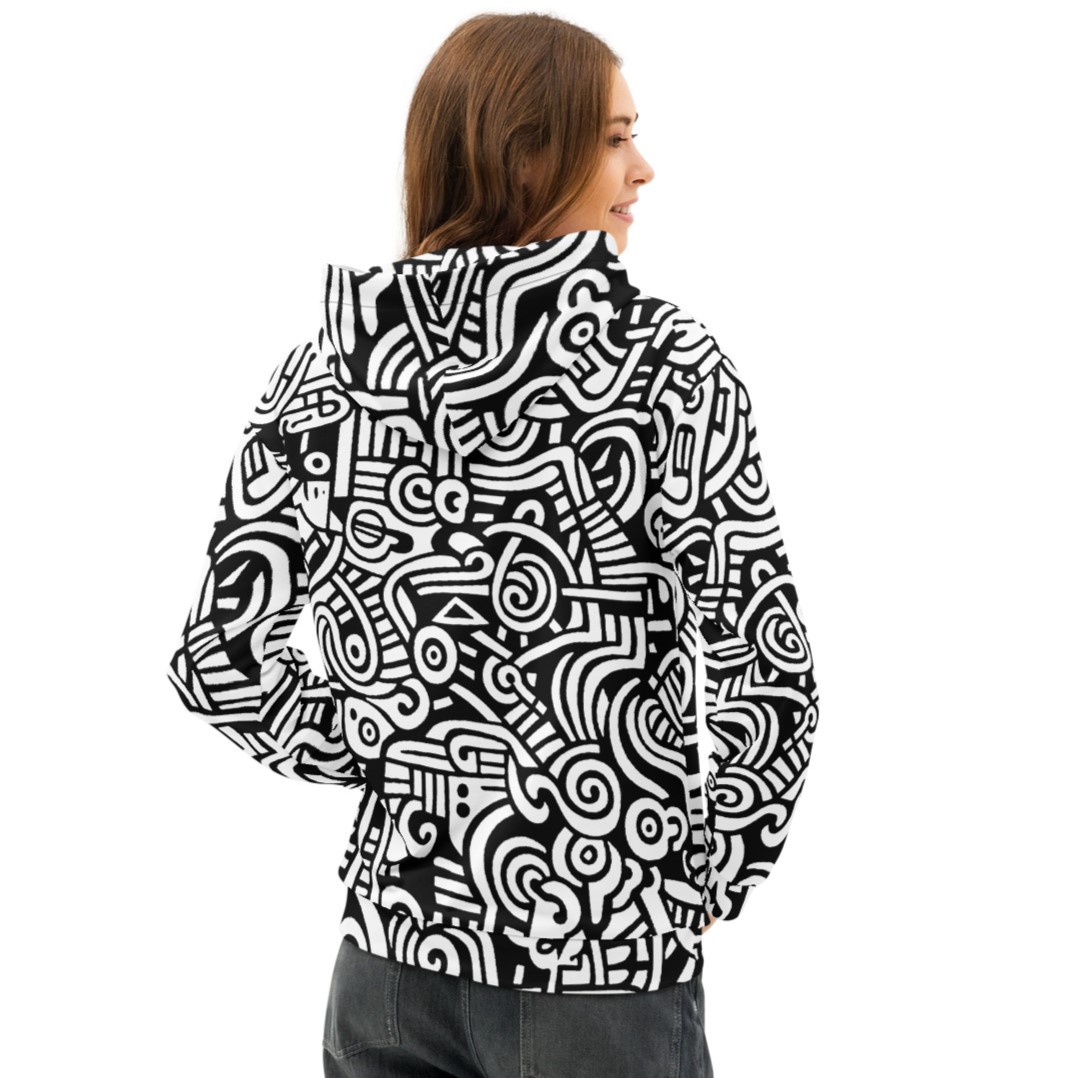 Abstract Doodle Graffiti Pattern DIY Color In Unisex Premium Cotton Hoodie