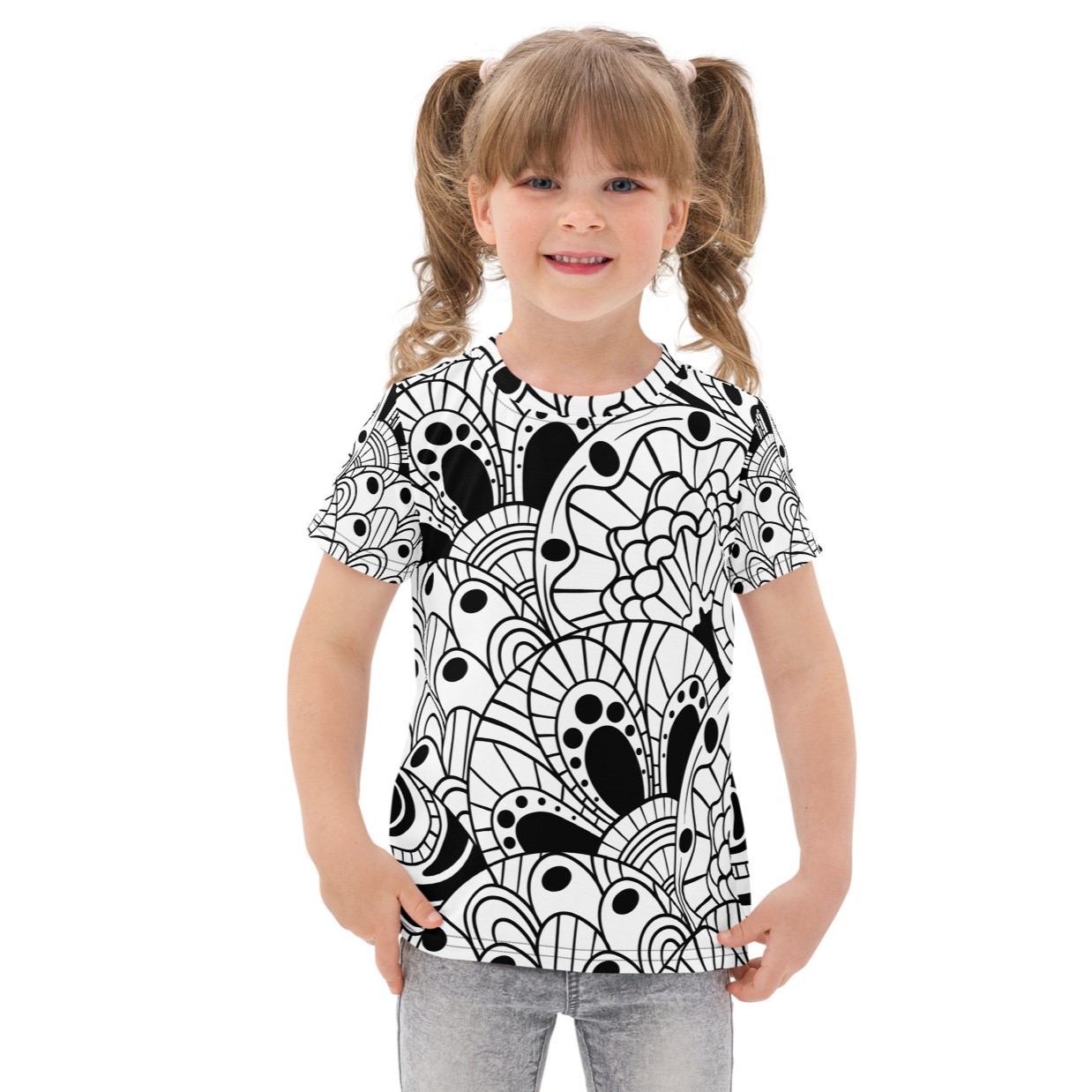 Abstract Pattern DIY Color In Kids Cotton Crew Neck T-shirt