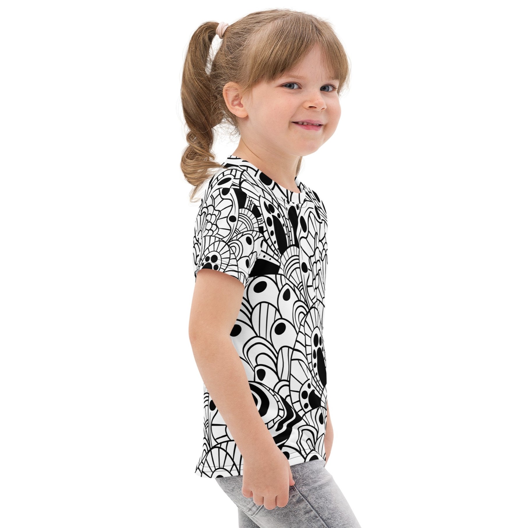Abstract Pattern DIY Color In Kids Cotton Crew Neck T-shirt