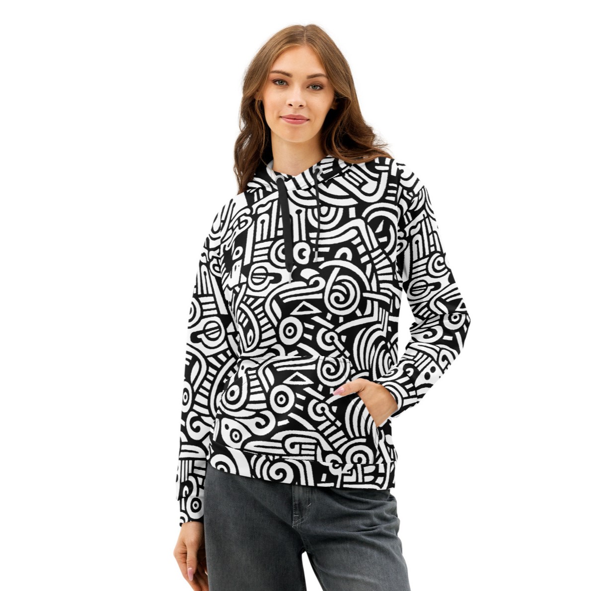 Abstract Doodle Graffiti Pattern DIY Color In Unisex Premium Cotton Hoodie