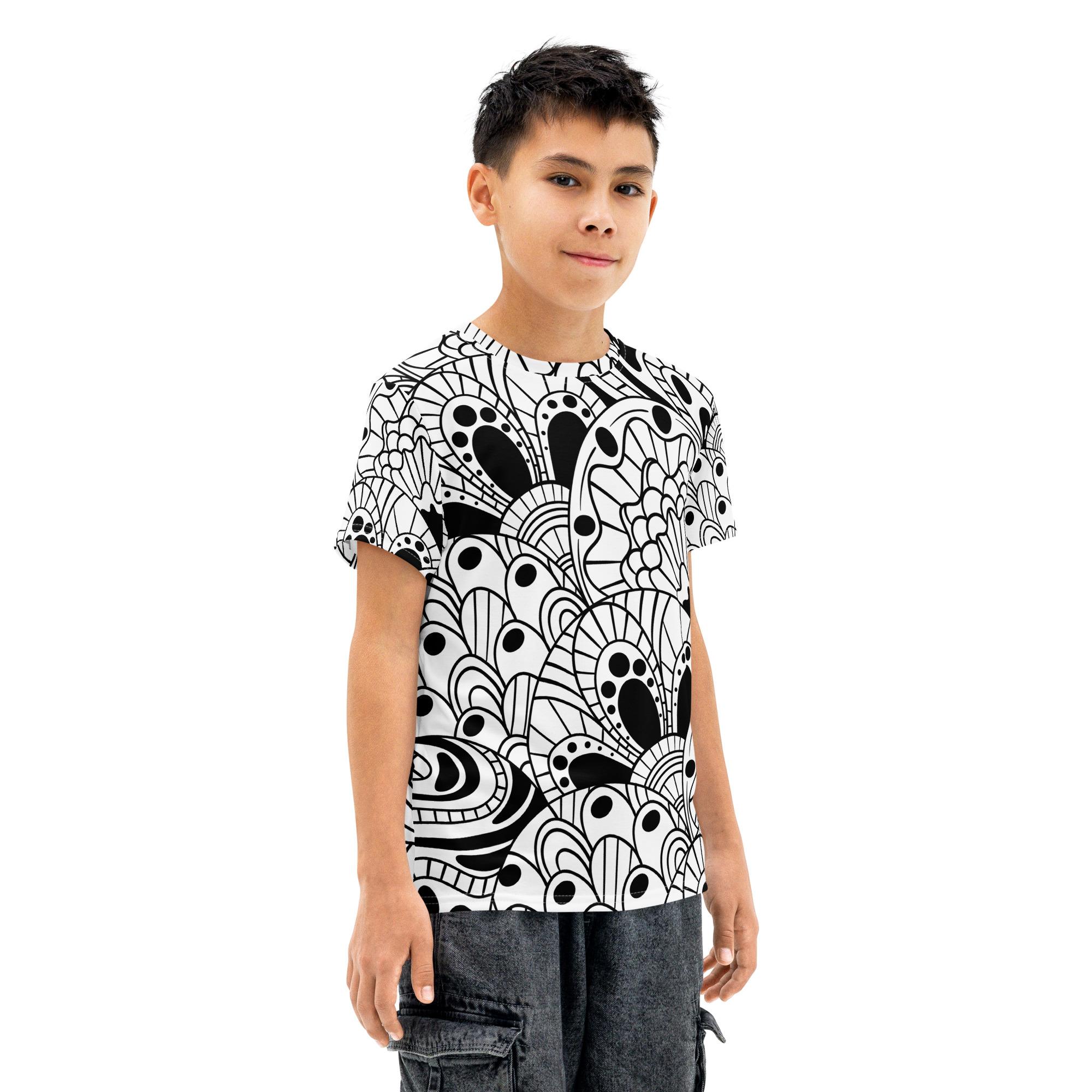 Abstract Pattern DIY Color In Youth Cotton Crew Neck T-shirt