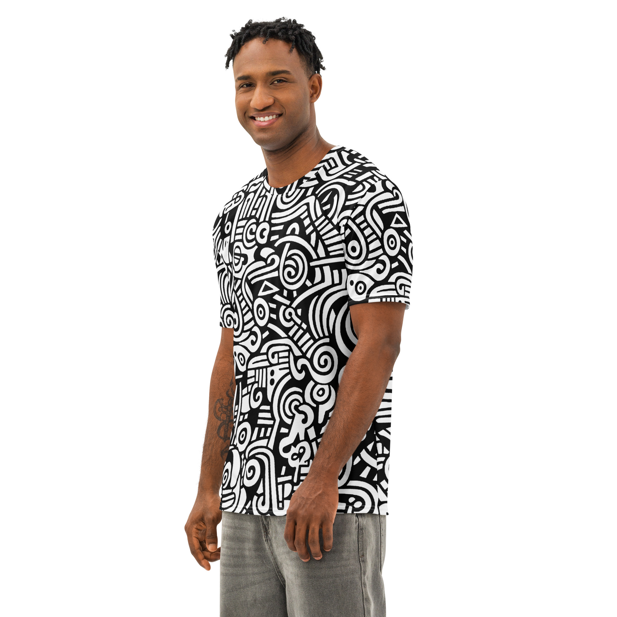 Abstract Doodle Graffiti Pattern DIY Color In Men's Premium Cotton T-Shirt