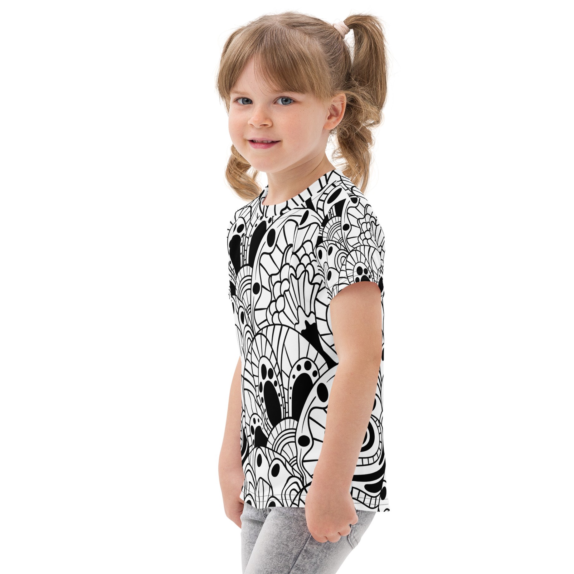 Abstract Pattern DIY Color In Kids Cotton Crew Neck T-shirt