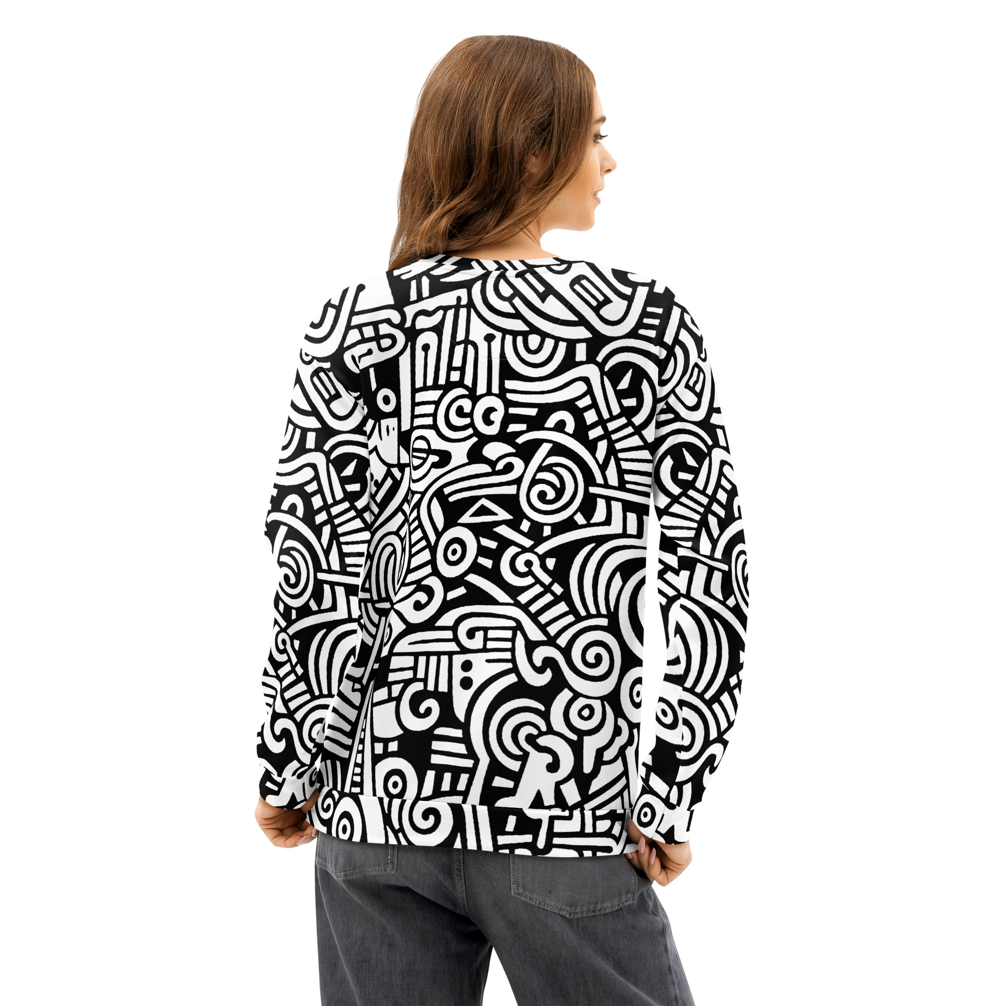Abstract Doodle Graffiti Pattern DIY Color In Unisex Premium Cotton Sweatshirt 