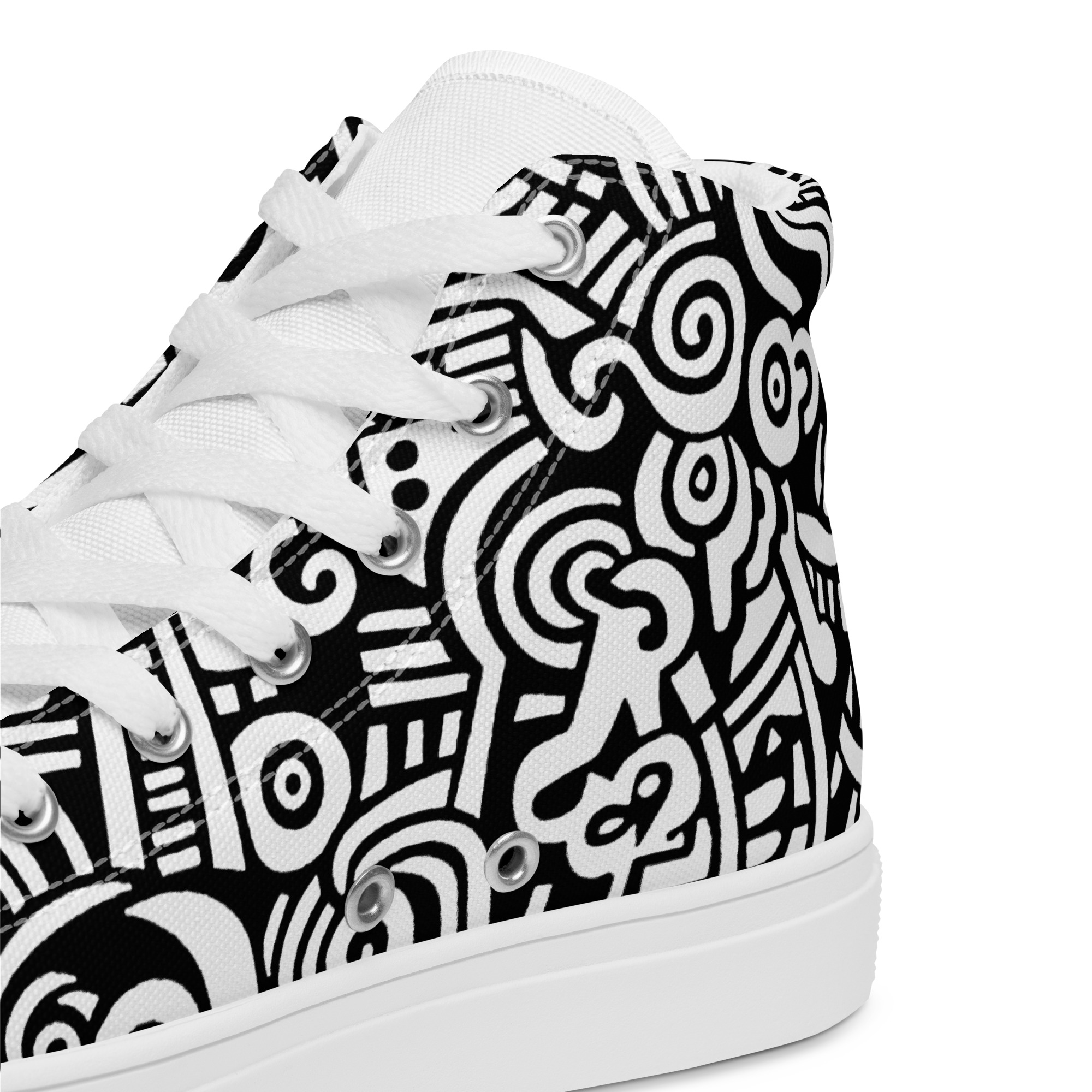 Abstract Doodle Graffiti Pattern DIY Color In High Top Canvas Shoes