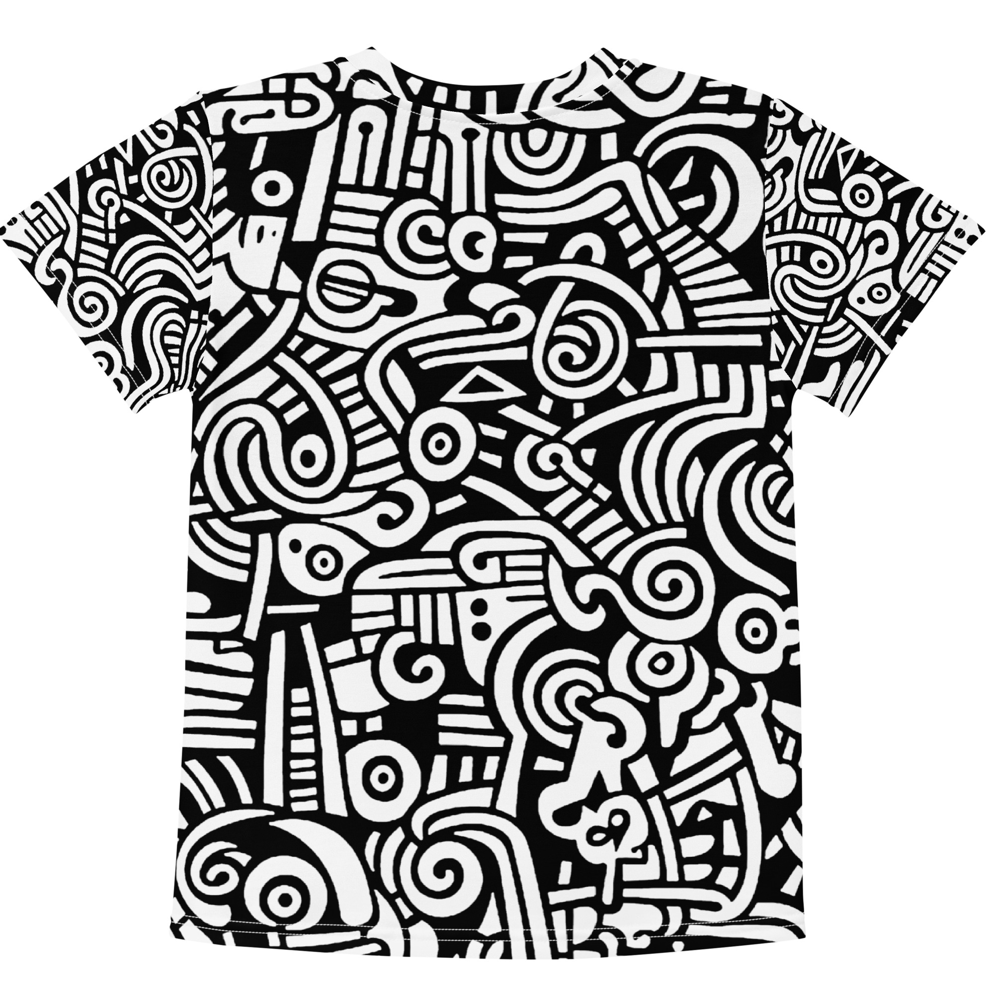 Abstract Doodle Graffiti Pattern DIY Color In Kids Cotton Crew Neck T-shirt