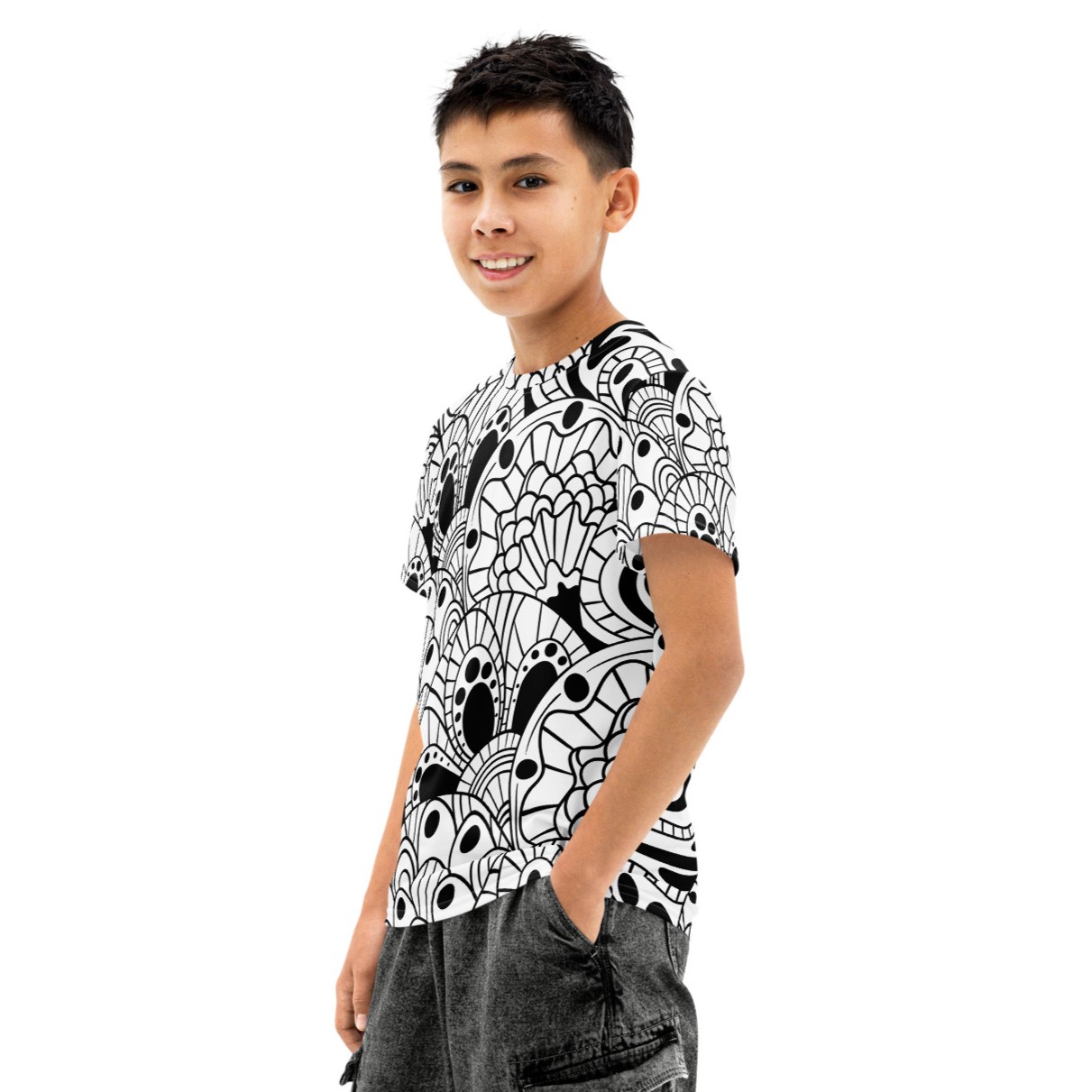 Abstract Pattern DIY Color In Youth Cotton Crew Neck T-shirt