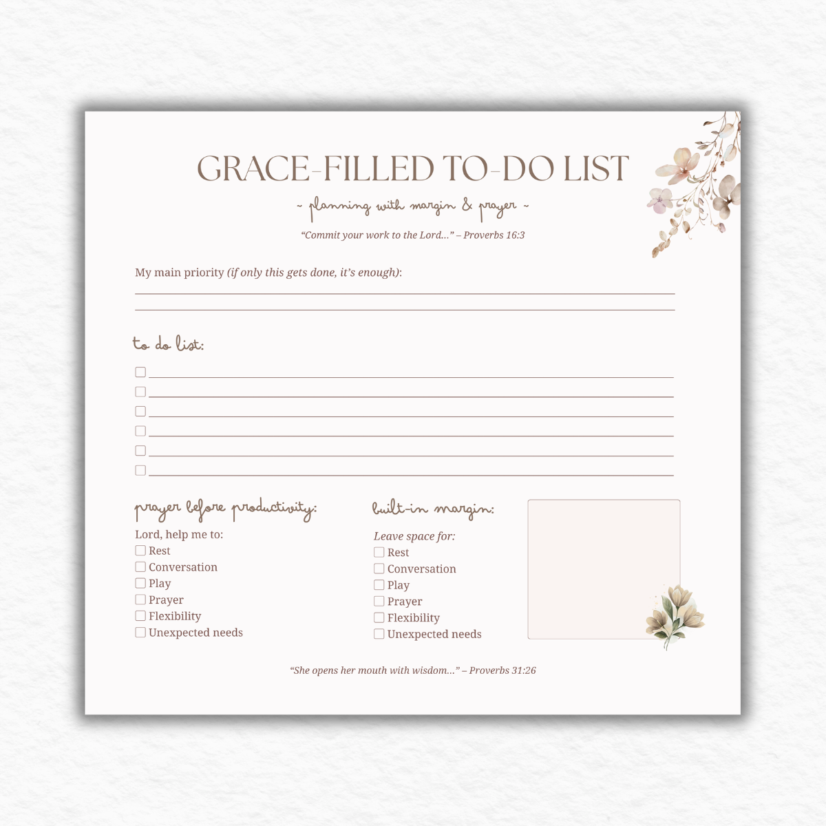 Grace-Filled To-Do List Notepad