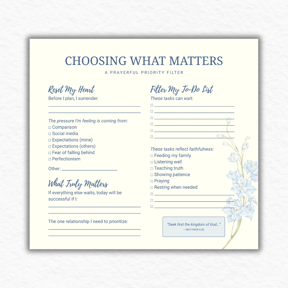 Choosing What Matters Notepad