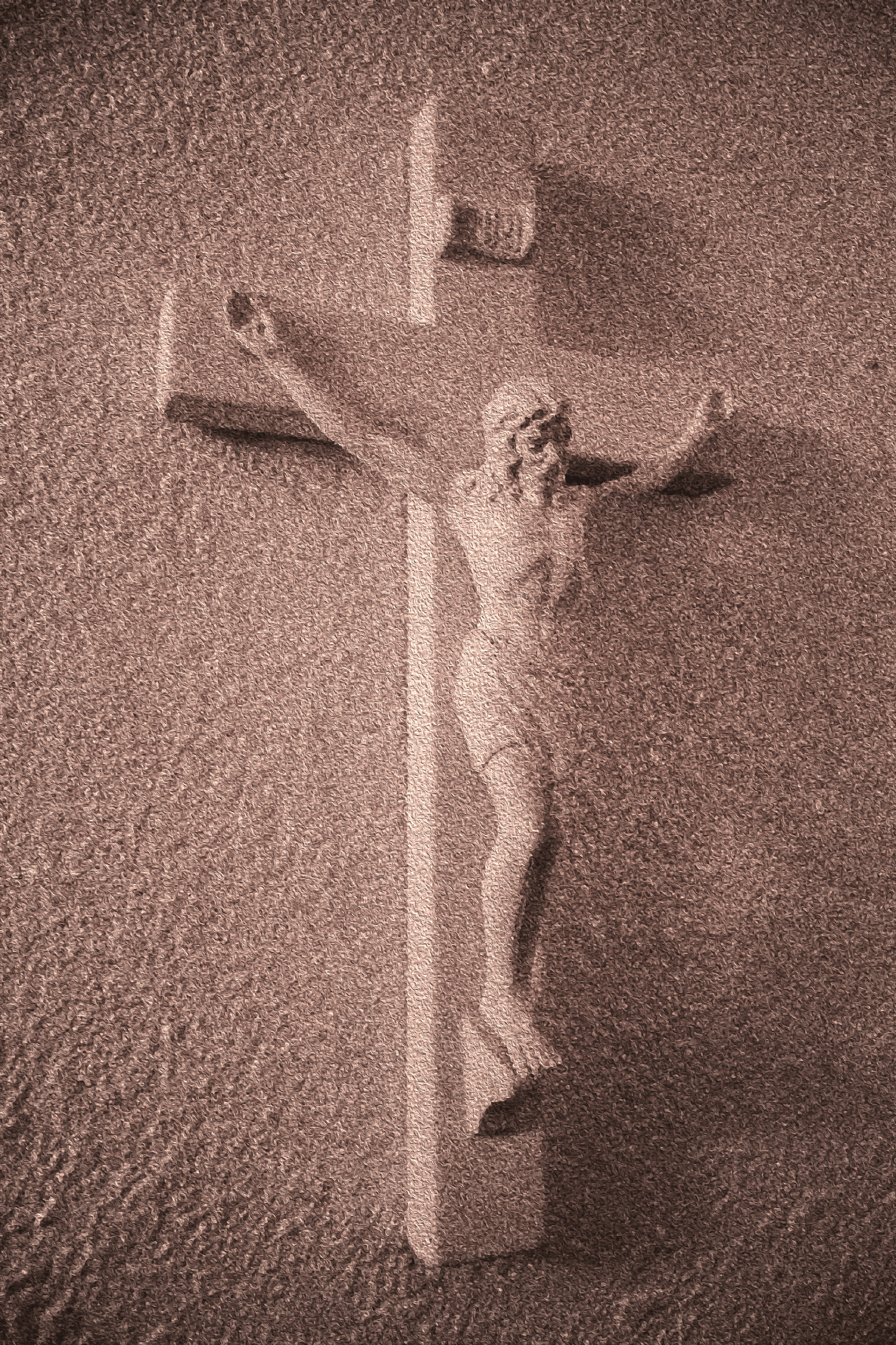 Stone Crucifix Sculpture