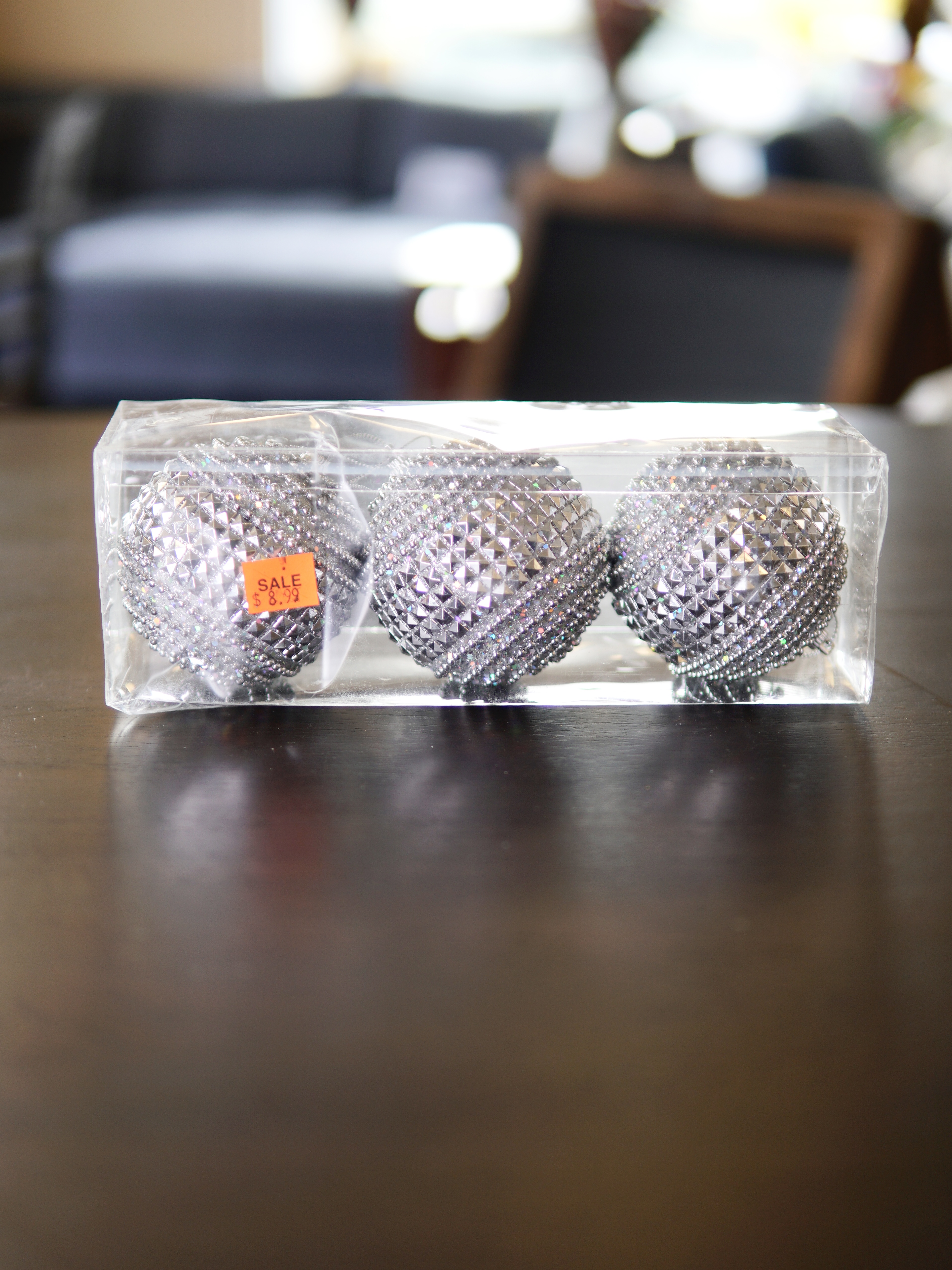 Silver Bejeweled Ornaments