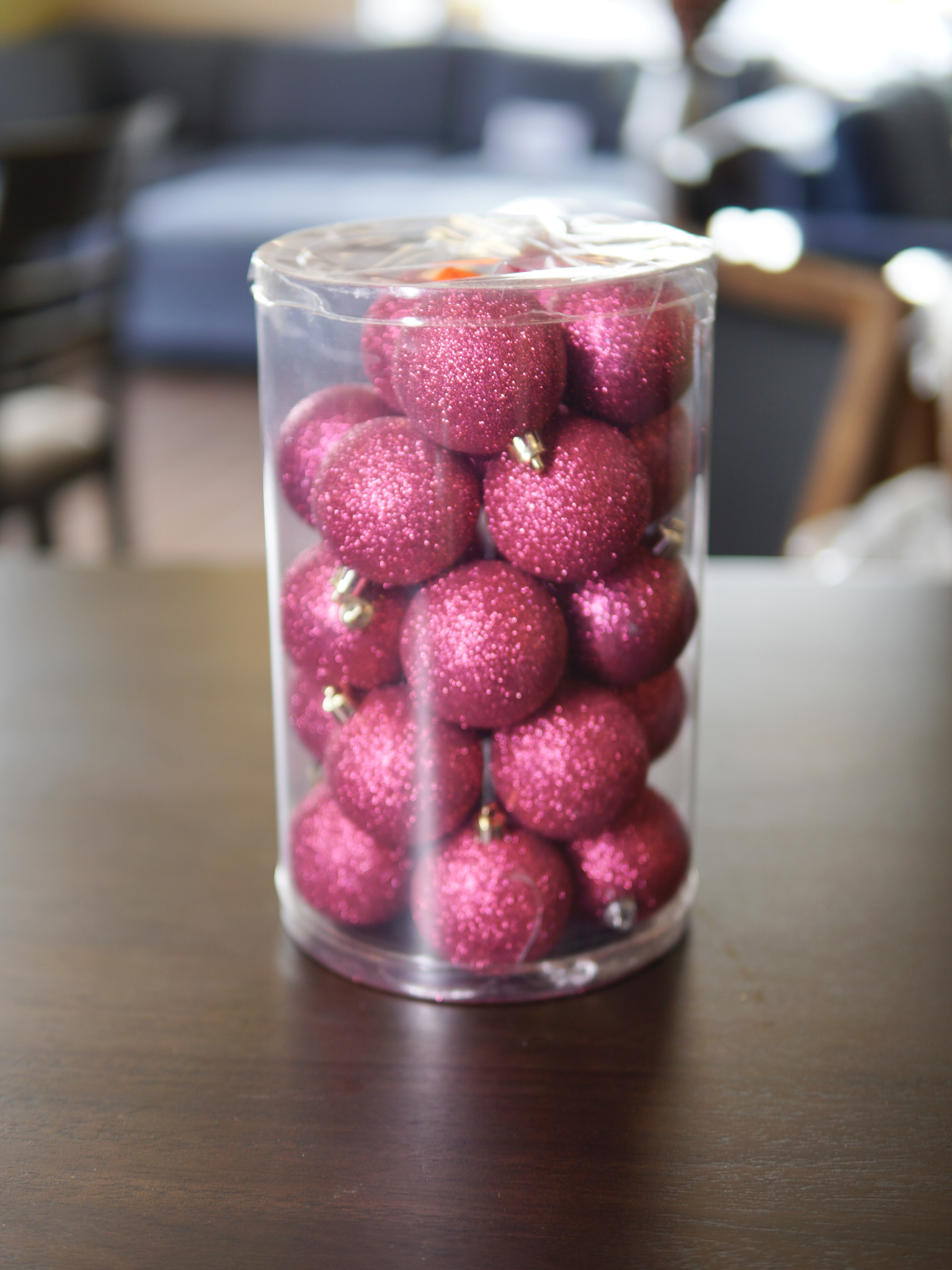 Set of Pink Glitter Christmas Ornaments