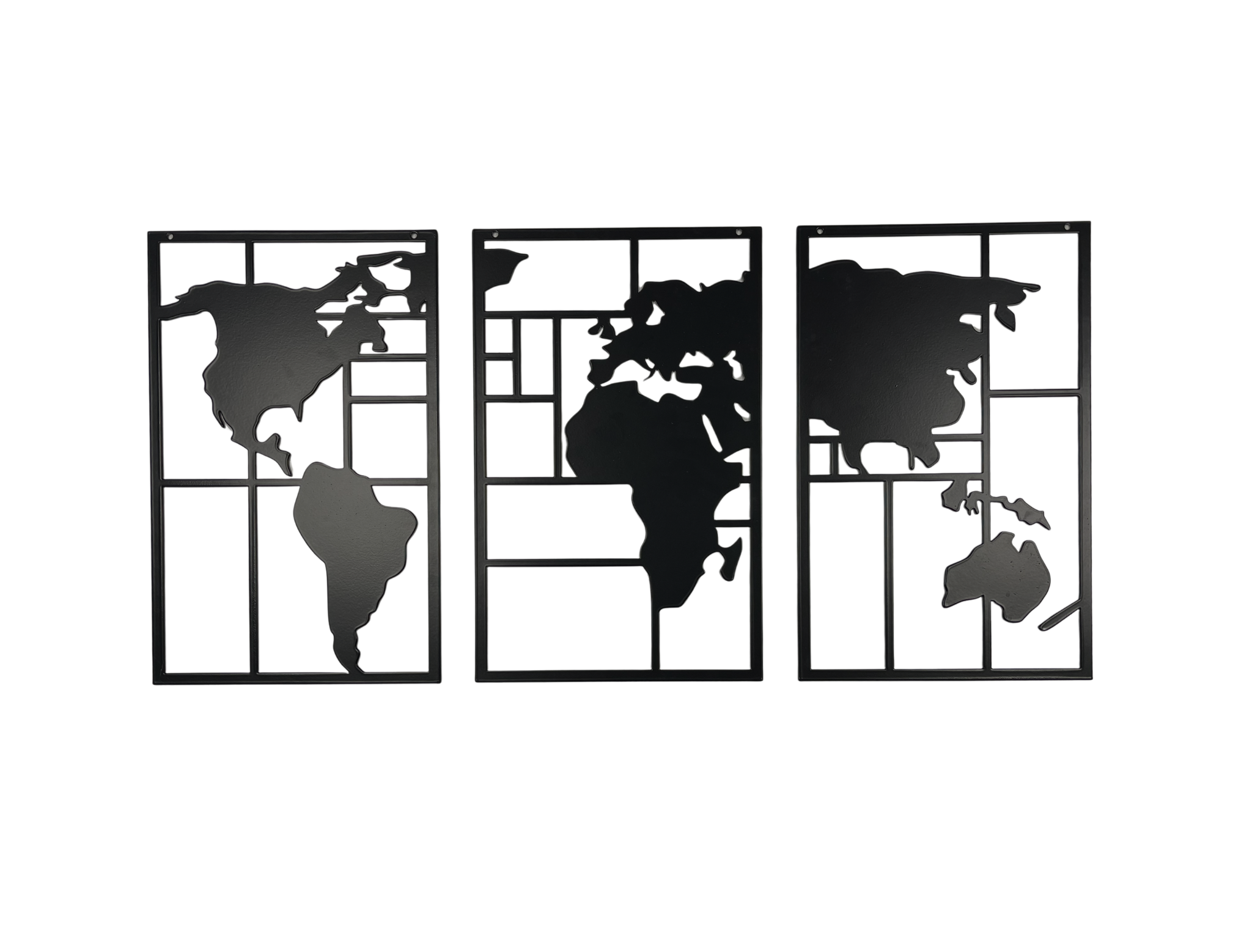 Décoration murale métal triptyque – Carte du monde