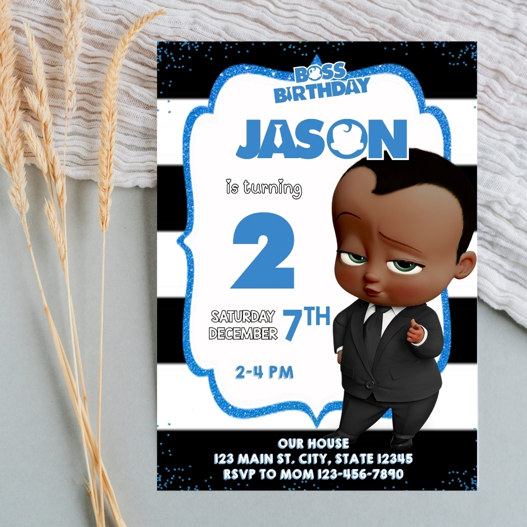 Editable Boss Baby 2nd Birthday Invitation Template | Canva Template