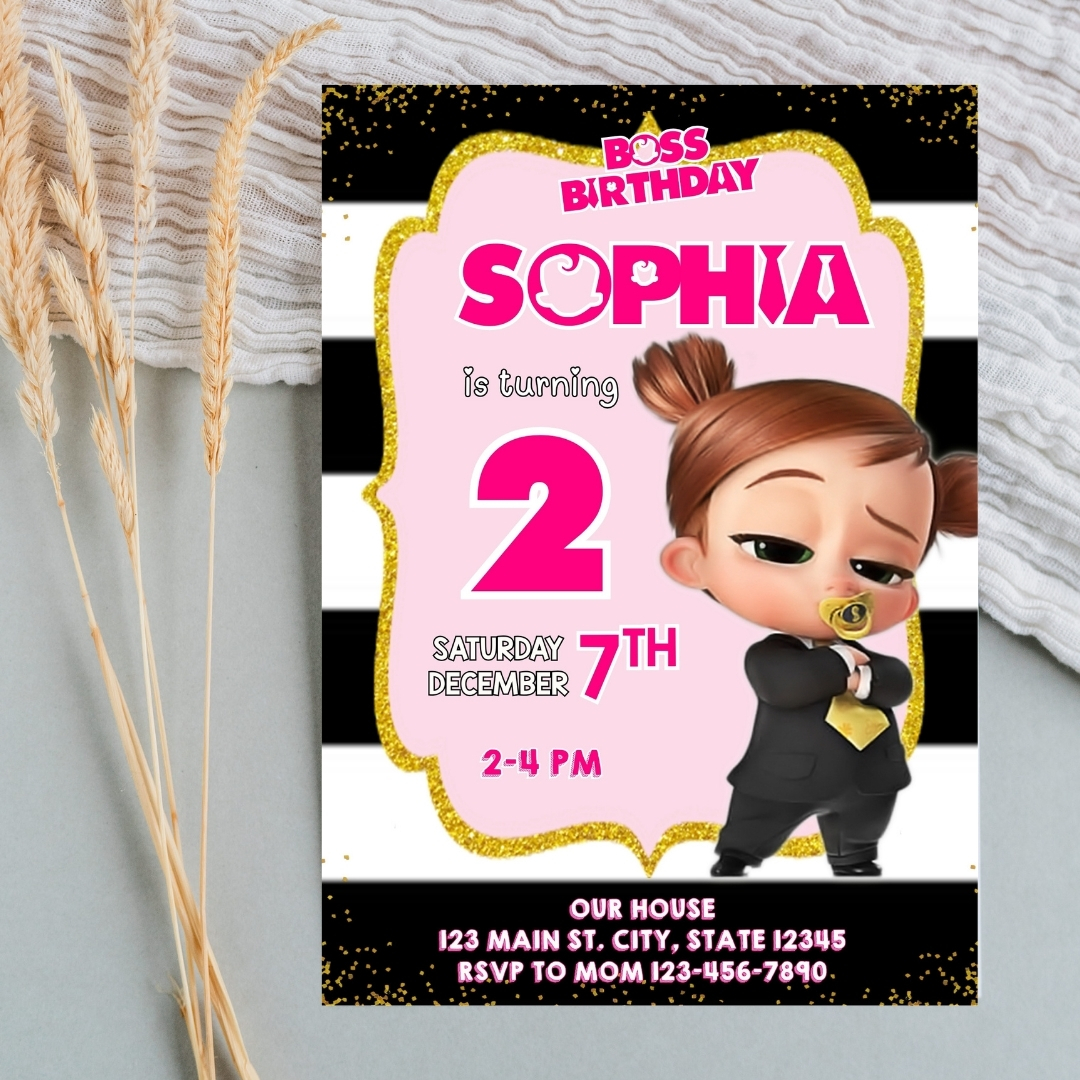 Editable Boss Baby 2nd Birthday Invitation Template | Canva Template