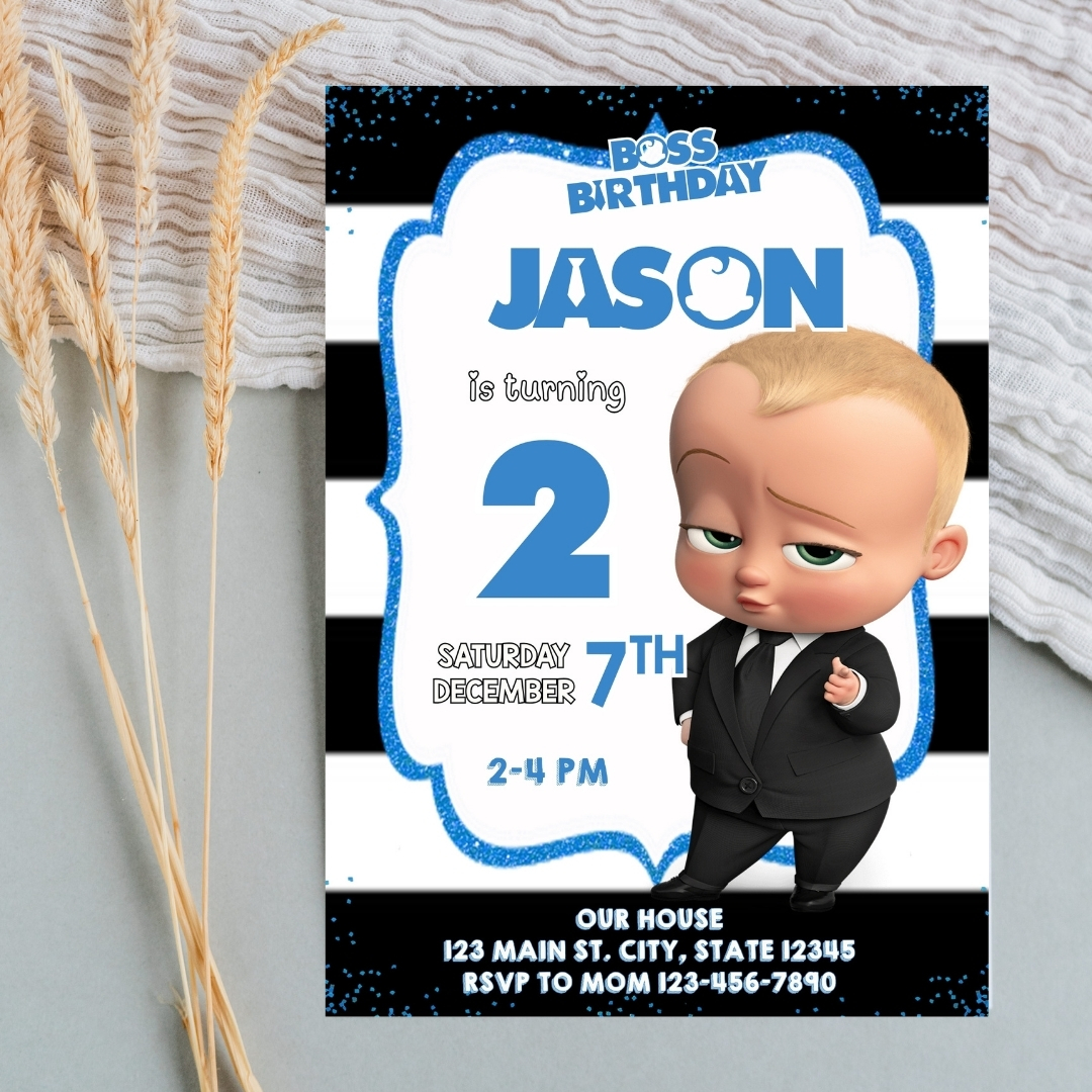 Editable Boss Baby 2nd Birthday Invitation Template | Canva Template