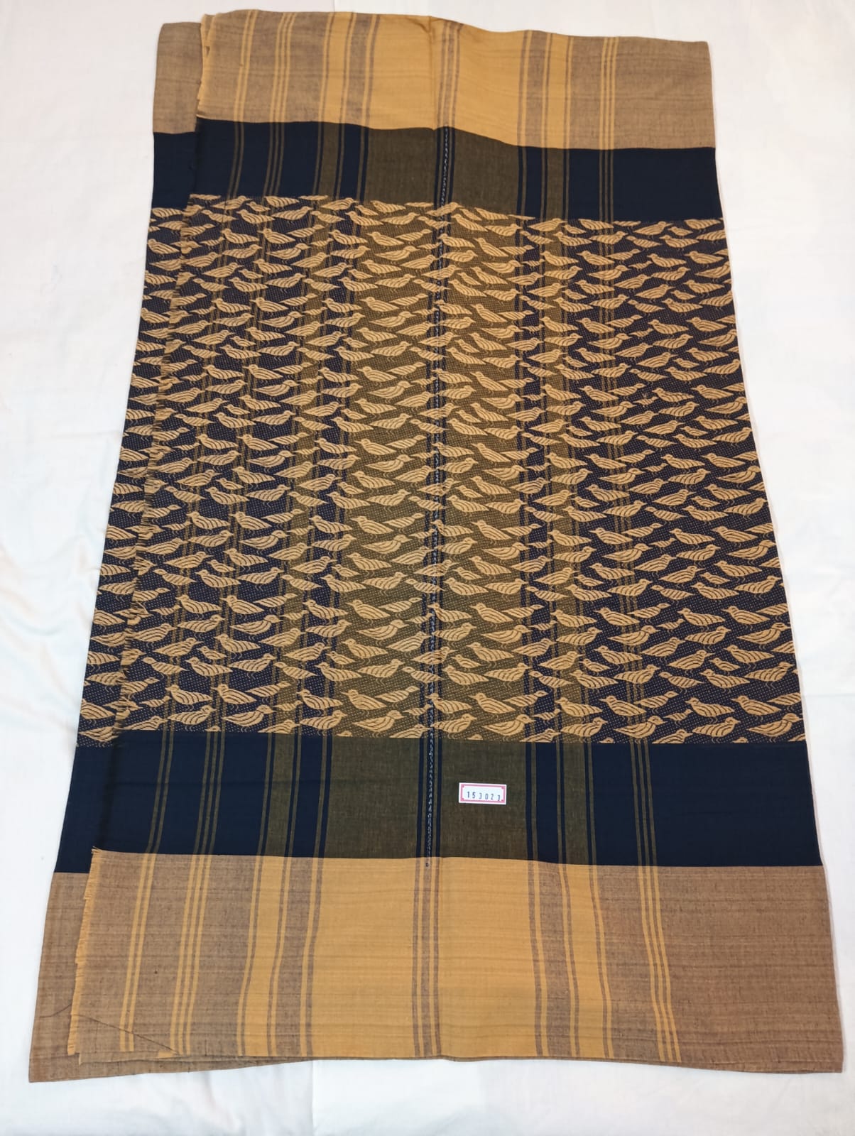 Navy Blue Handloom Panchi Saree with Bird Motifs and Soft Finish