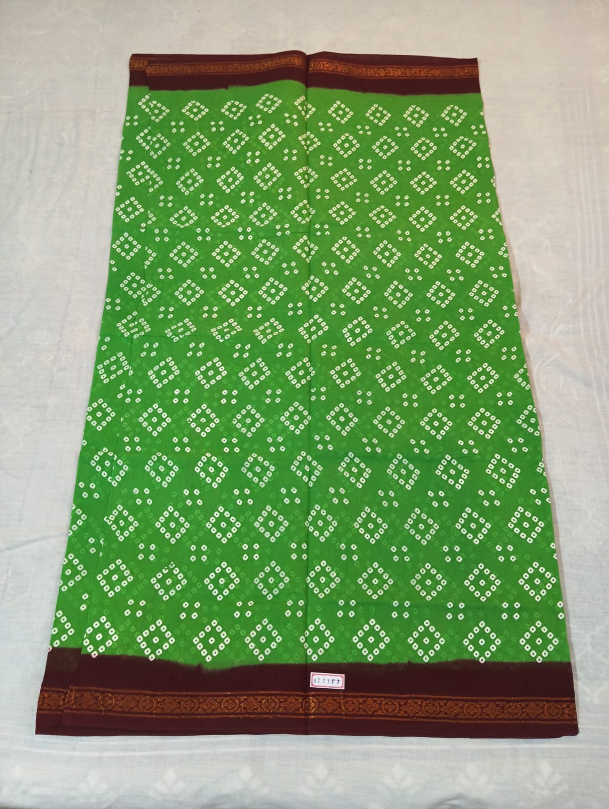 Parrot Green Handloom Saree with Dark Maroon Border