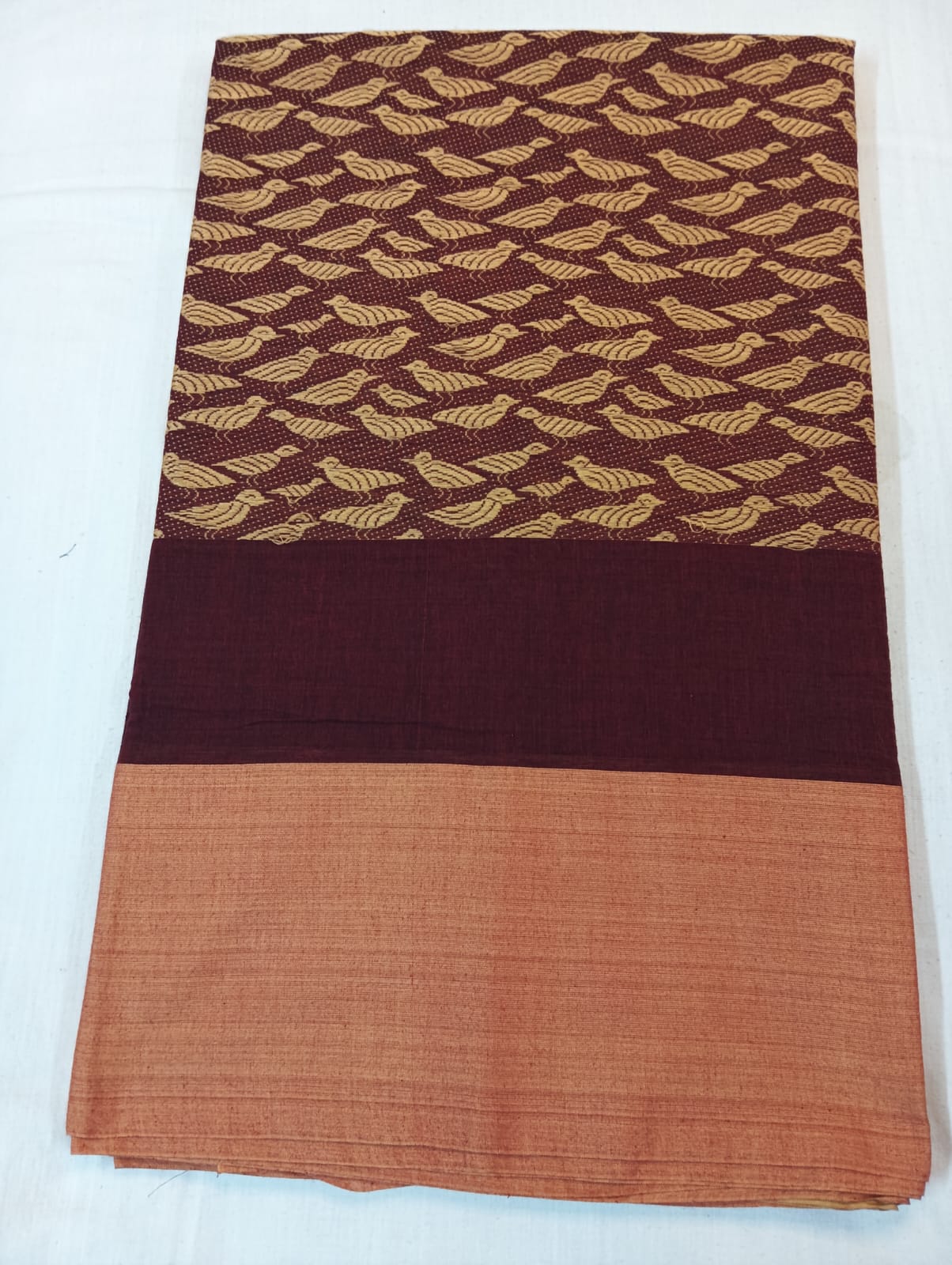 Maroon Handloom Panchi Saree with Bird Motifs and Soft Finish
