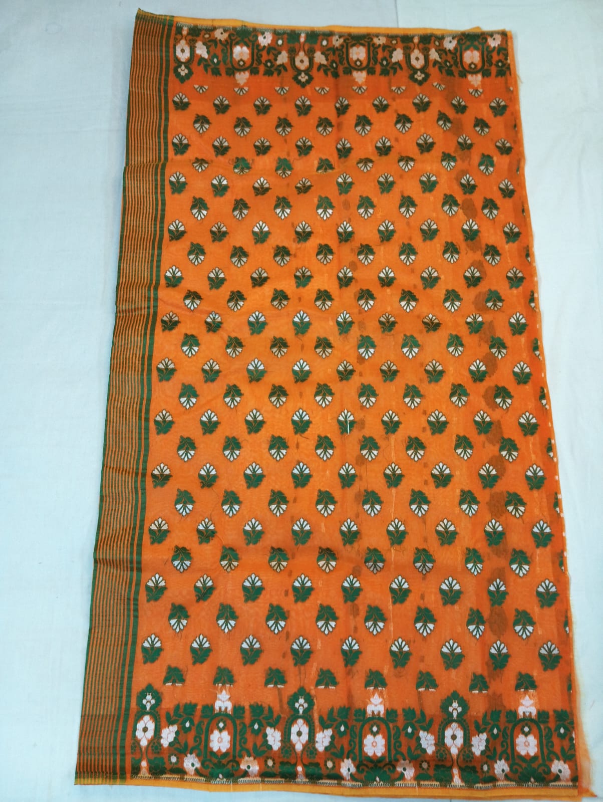 Orange Madhabilata Fancy Buti Saree with Rich Pallu