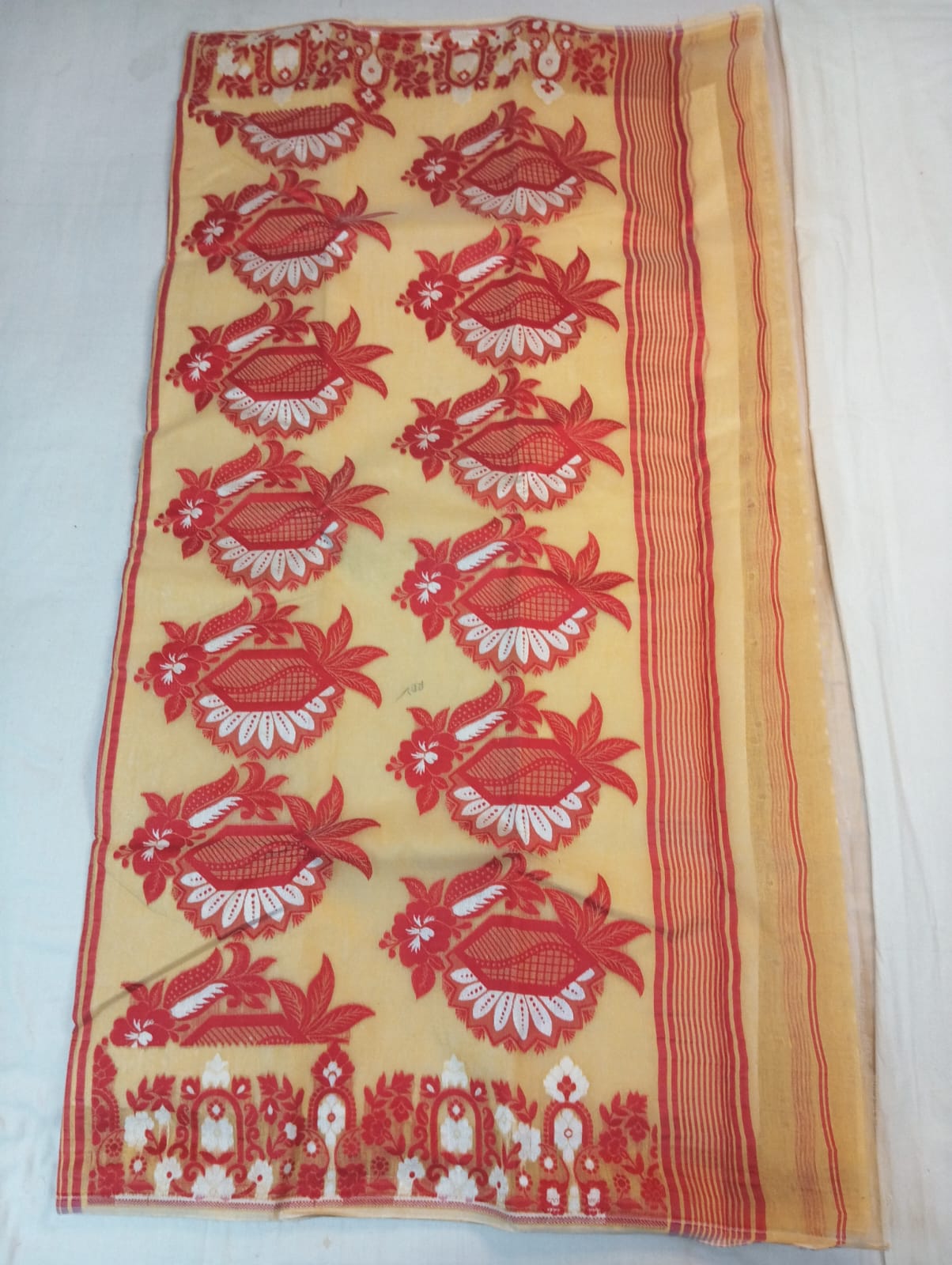 Off White Madhabilata Buti Saree with Rich Pallu