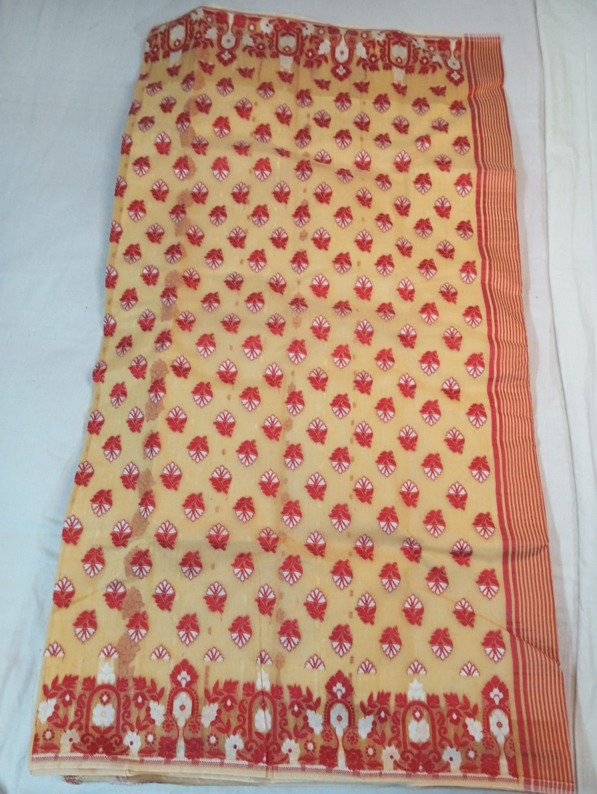 Off White Madhabilata Buti Saree with Rich Pallu