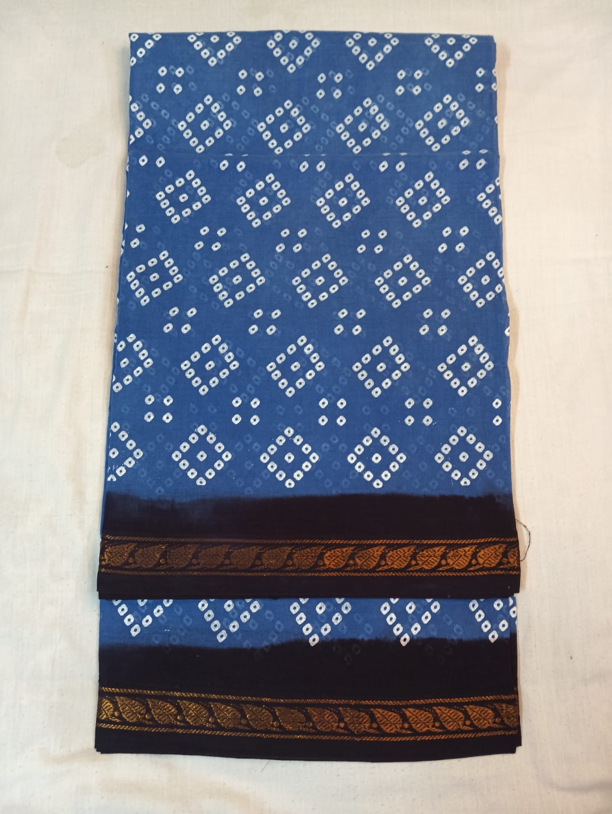 Royal Blue Jaipuri Bandhej Handloom Saree