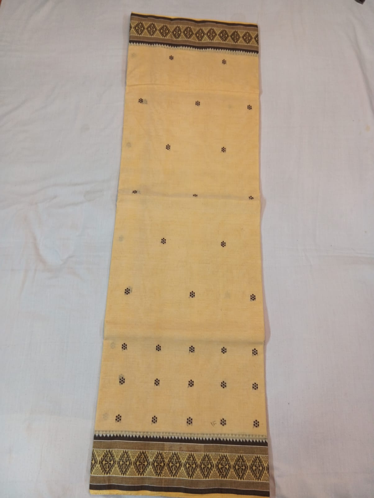 Cream Handloom Saree with Brown Buti and Brown Border