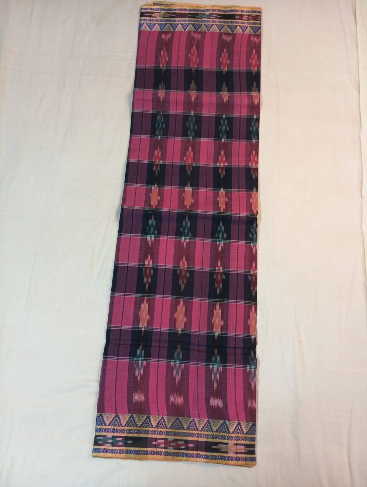 Pink Kotki Saree with Purple Stripe Temple Border