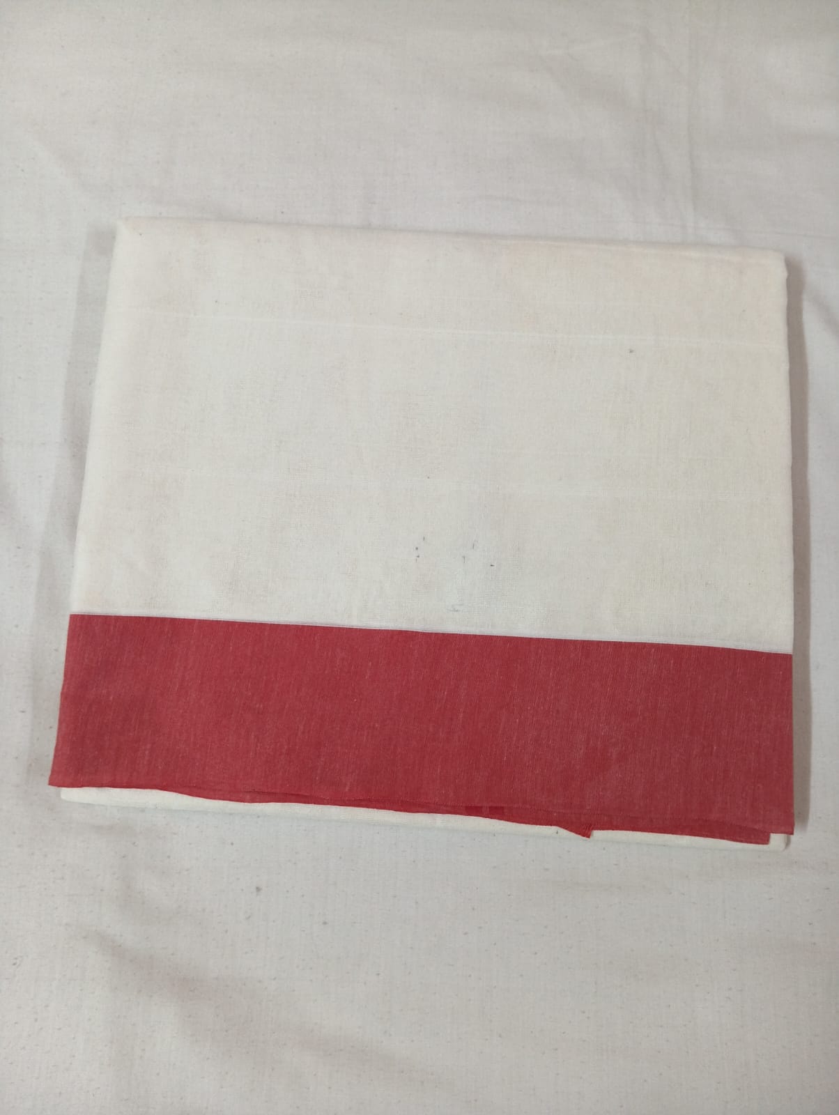 White Saree with Red Border