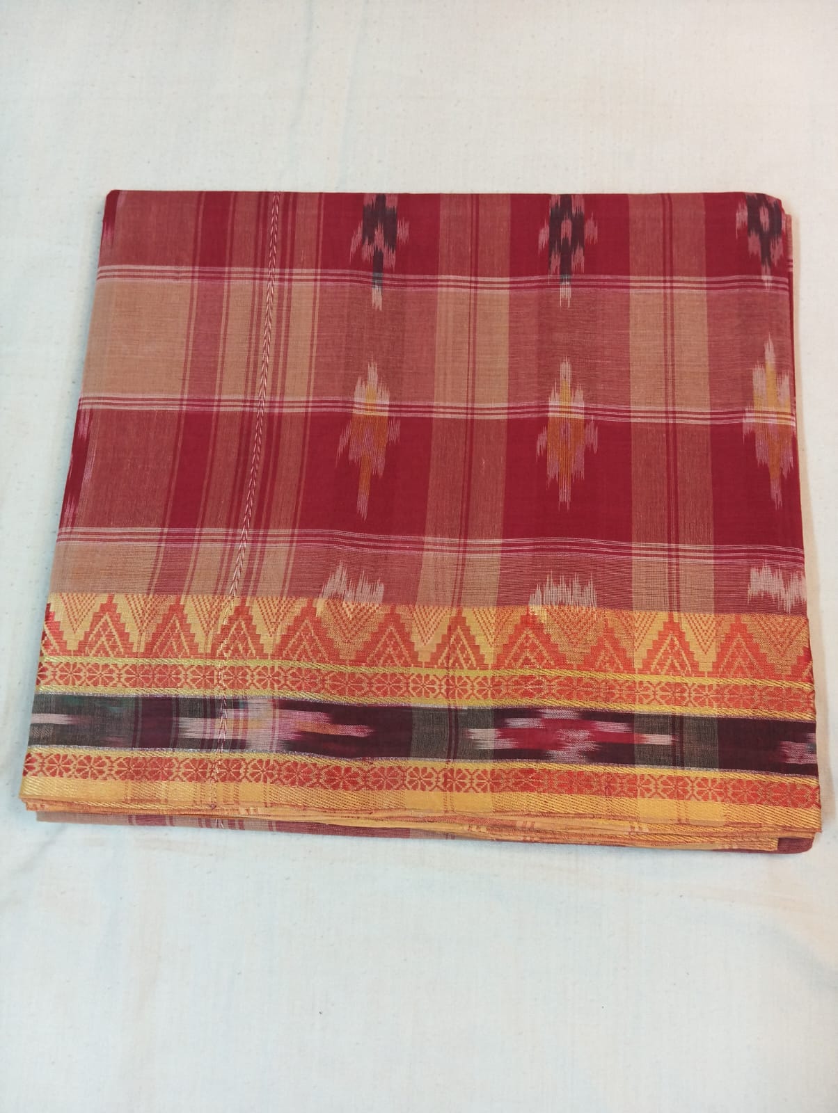 Pink Kotki Saree with Maroon Temple Border