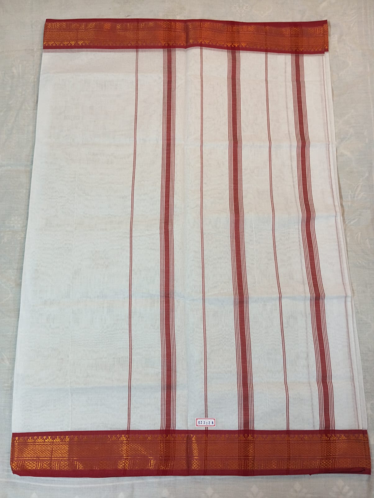 Classic White Saree with Red & Golden Border (With Blouse Piece)