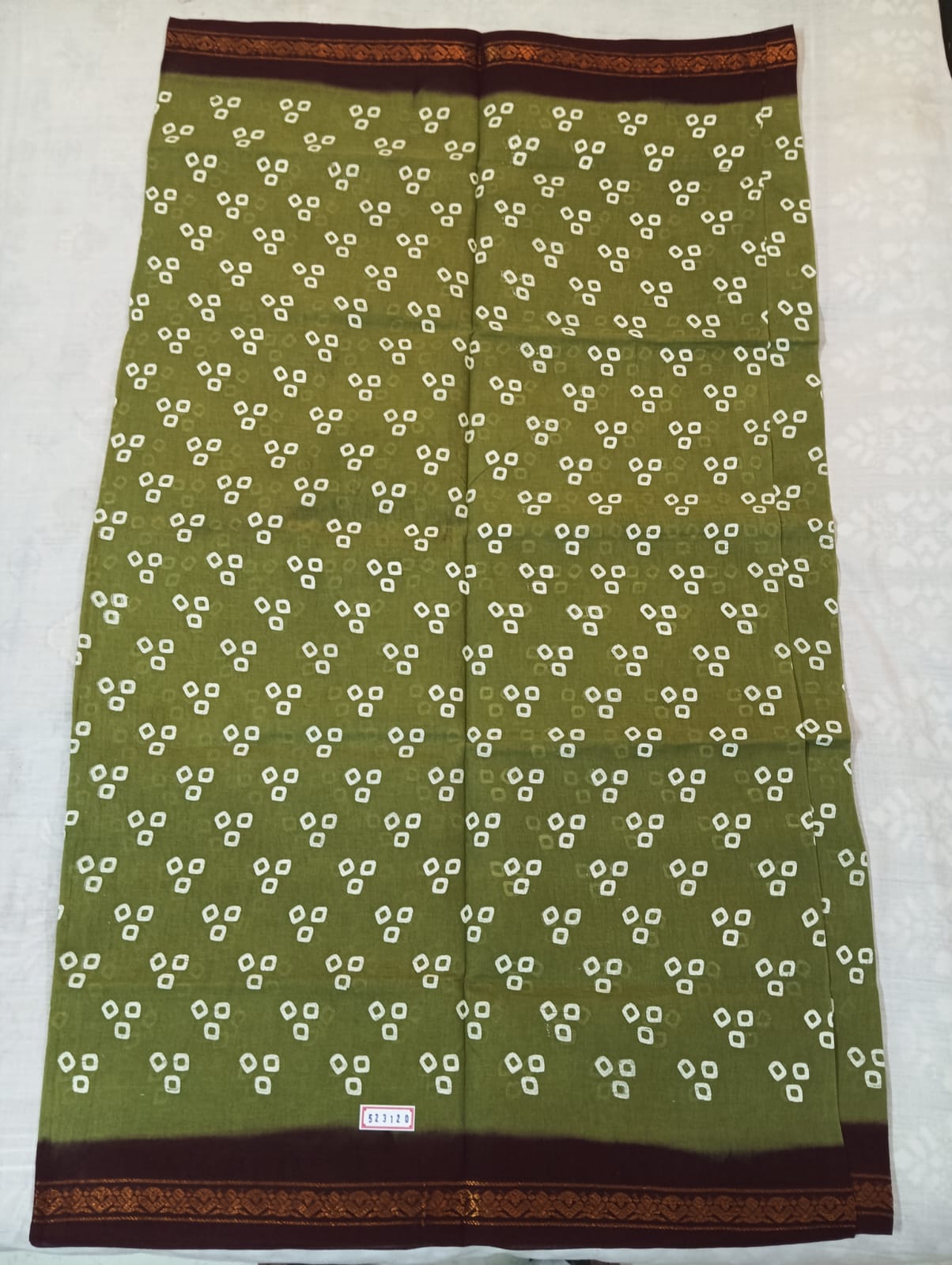 Mehendi Green Jaipuri Bandhej Handloom Saree