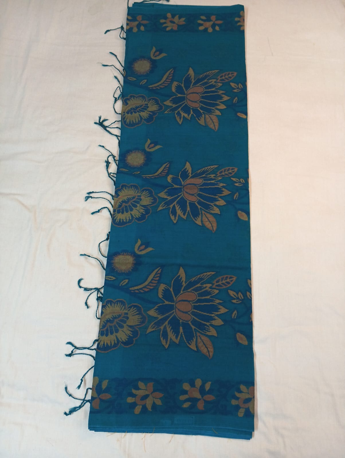 Ferozi Cotton Bonolota Saree with Fancy Border & Rich Pallu