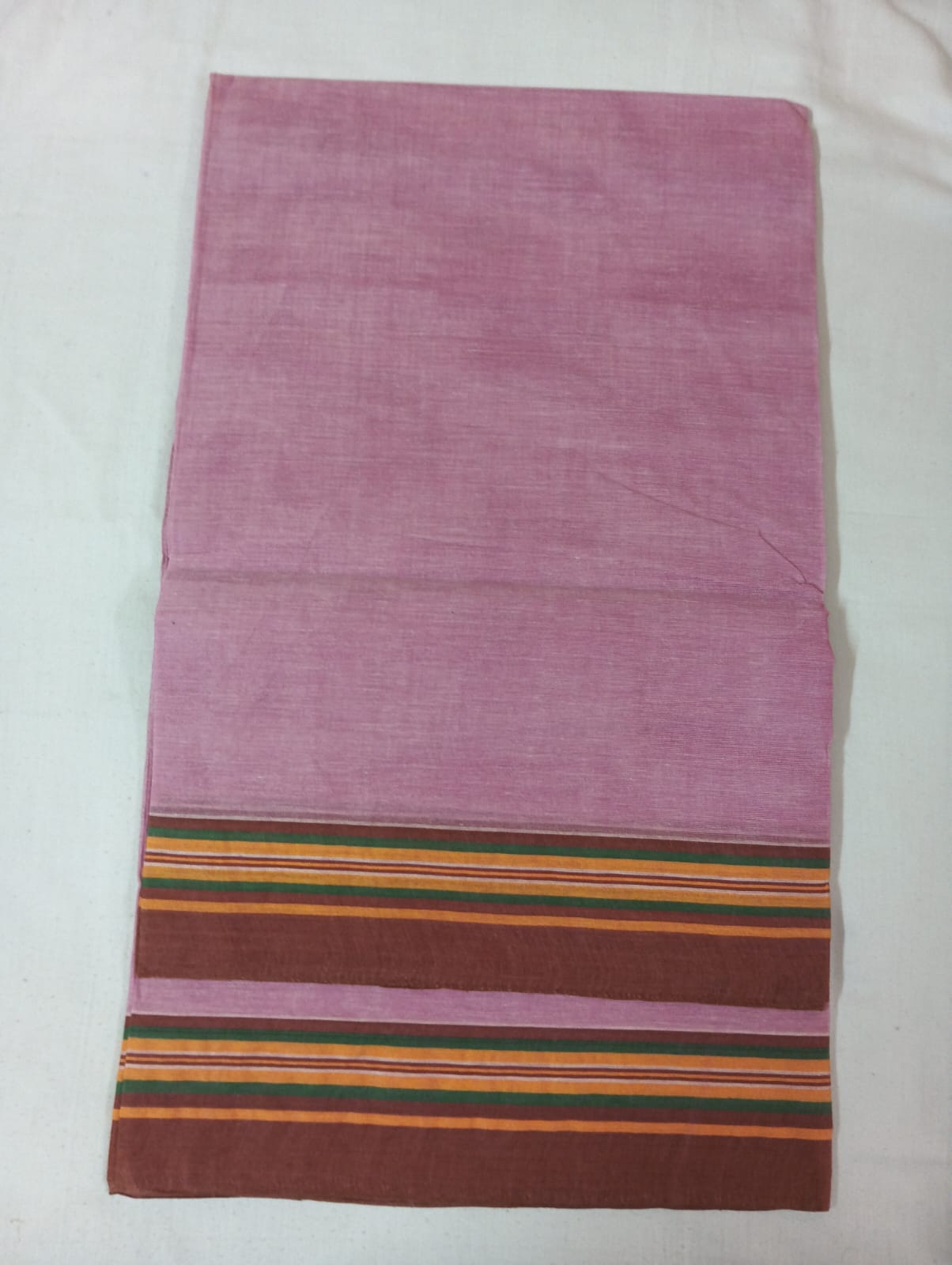 Light Pink Saree with Maroon Striped Border