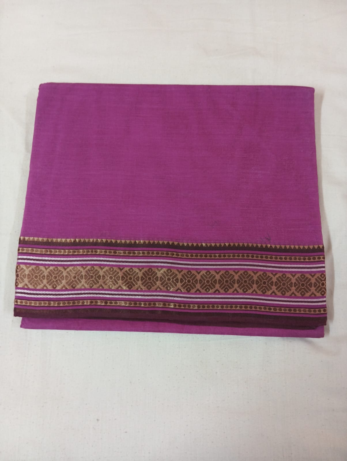 Onion Pink Saree with Golden Designer Border