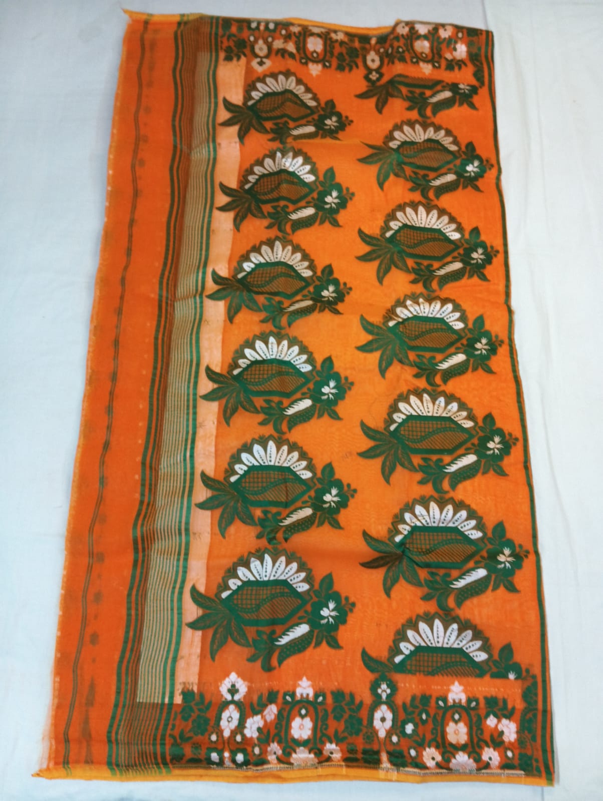 Orange Madhabilata Fancy Buti Saree with Rich Pallu