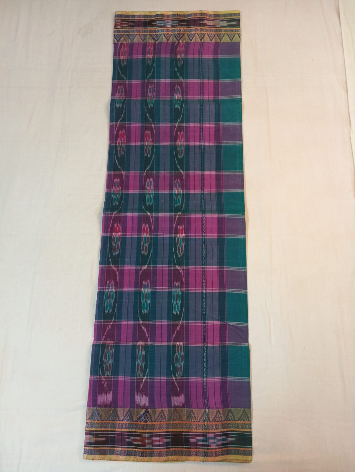 Peacock Green Kotki Saree with Temple Border