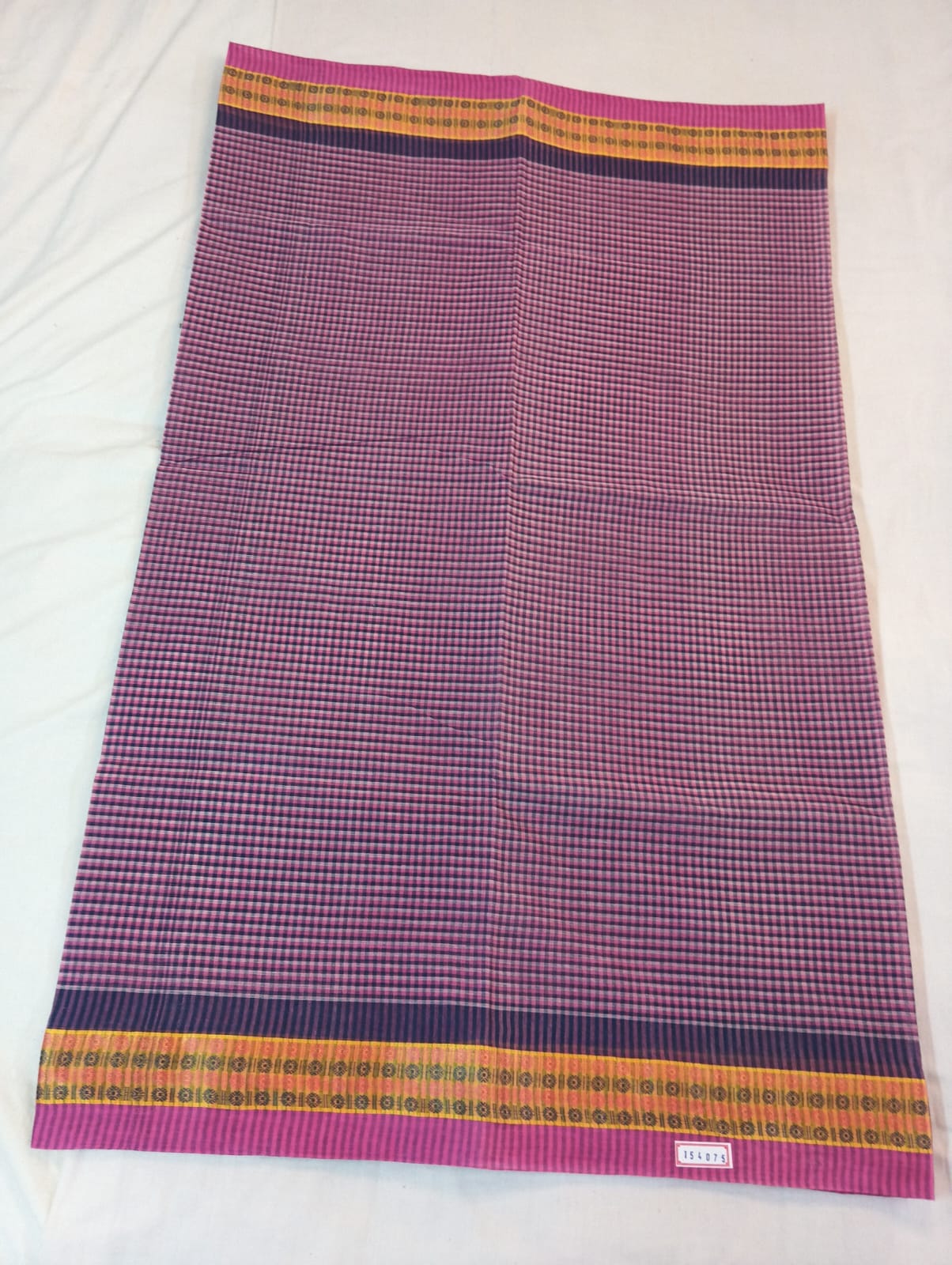 Purple Small Check Saree with Zari Border