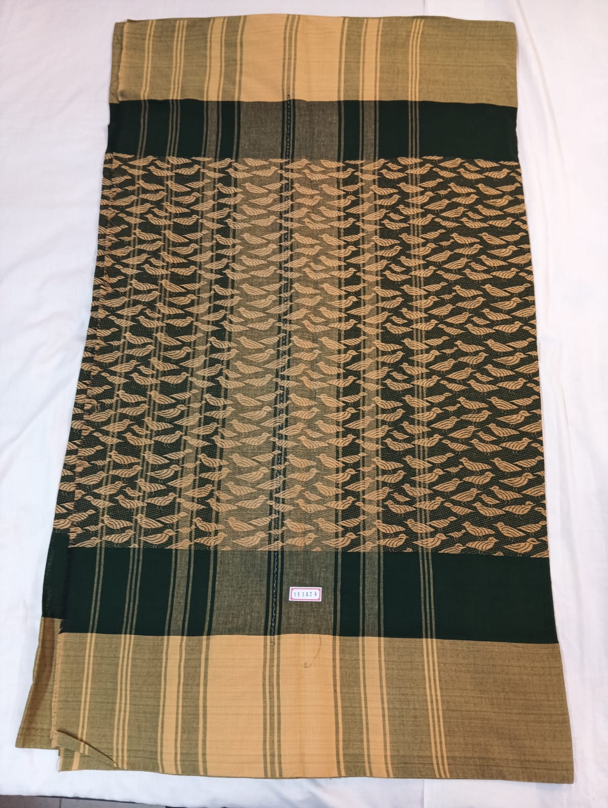 Green Handloom Panchi Saree with Bird Motifs and Soft Finish